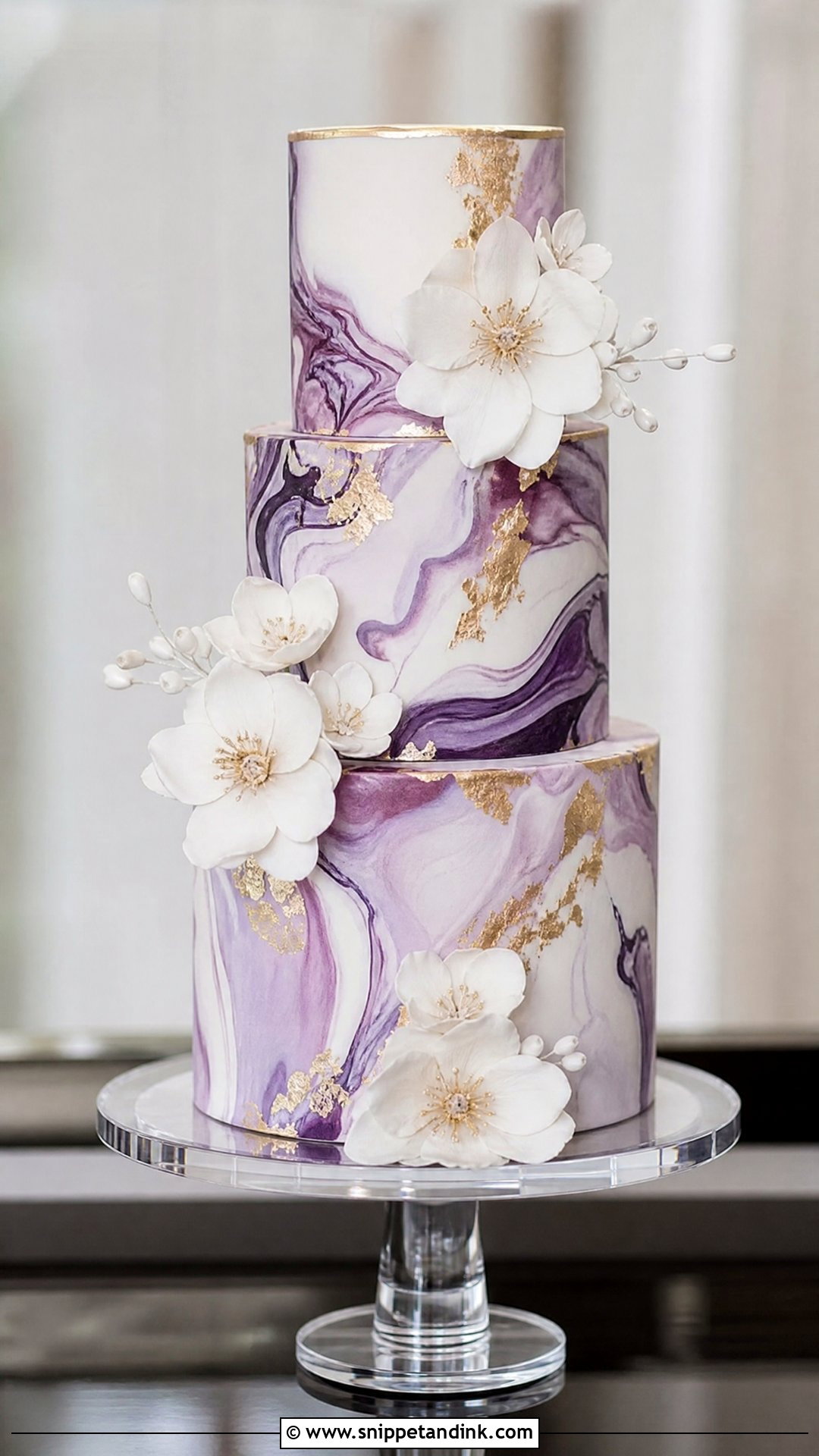 Purple Marble Wedding Cake - Snippet and Ink - 20 Purple Wedding Cakes