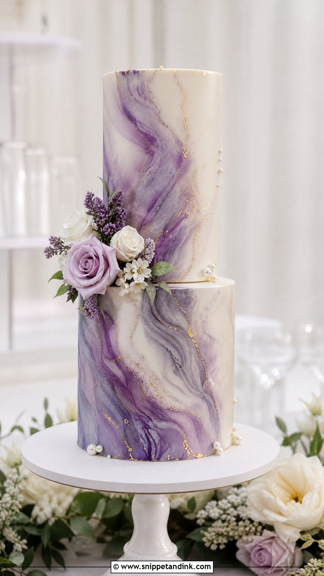 Purple Marble Wedding Cake - Snippet and Ink - 20 Purple Wedding Cake Ideas