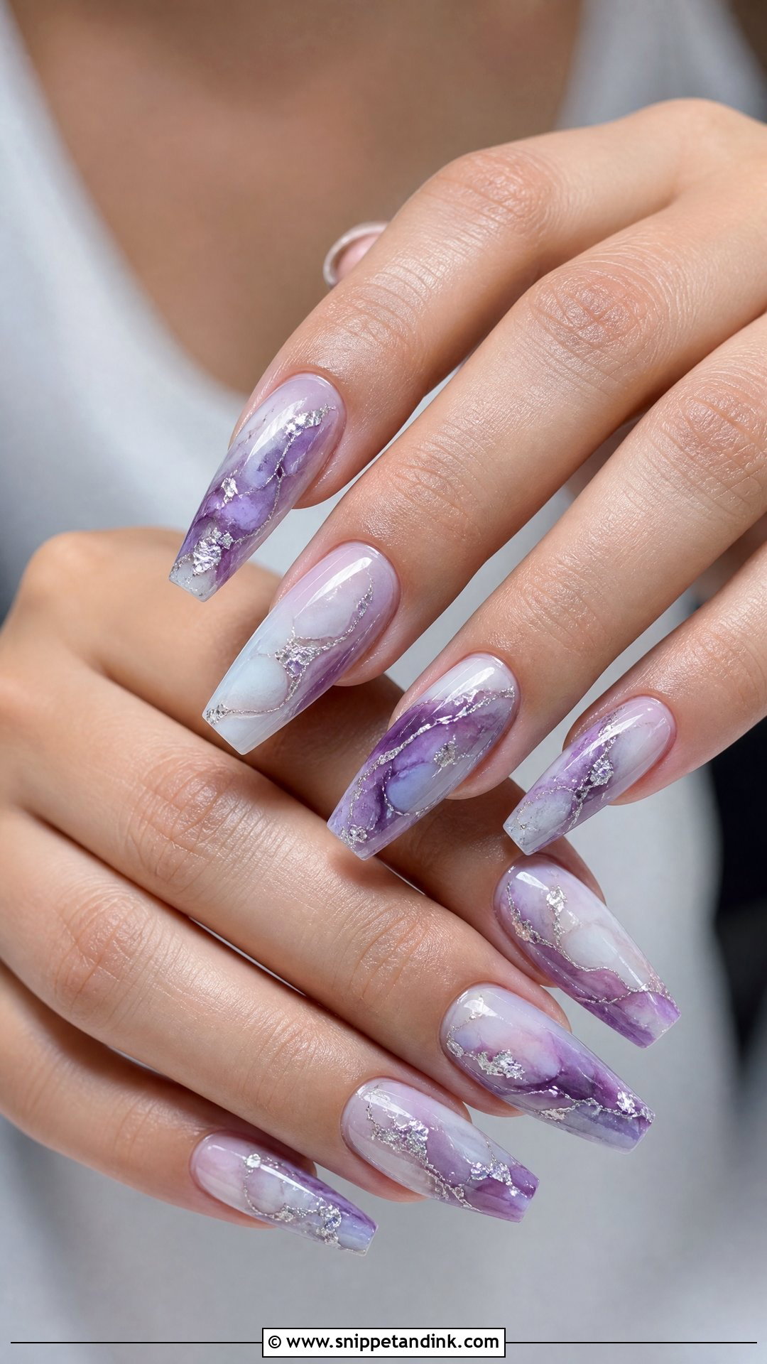 Purple Marble Wedding Nails - Snippet and Ink - 25 Purple Wedding Nails