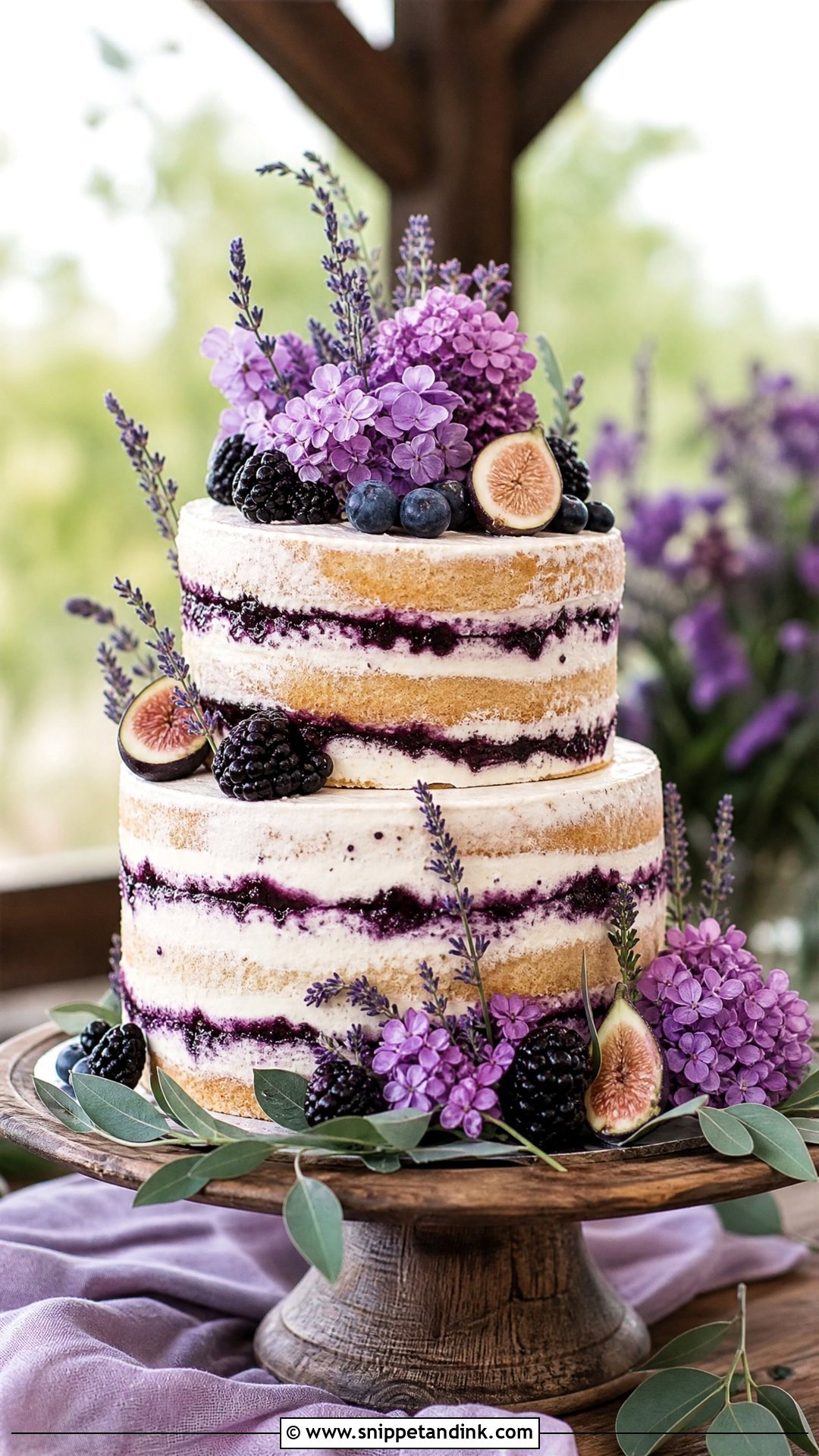 Purple Naked Wedding Cake - Snippet and Ink - 20 Purple Wedding Cake Ideas