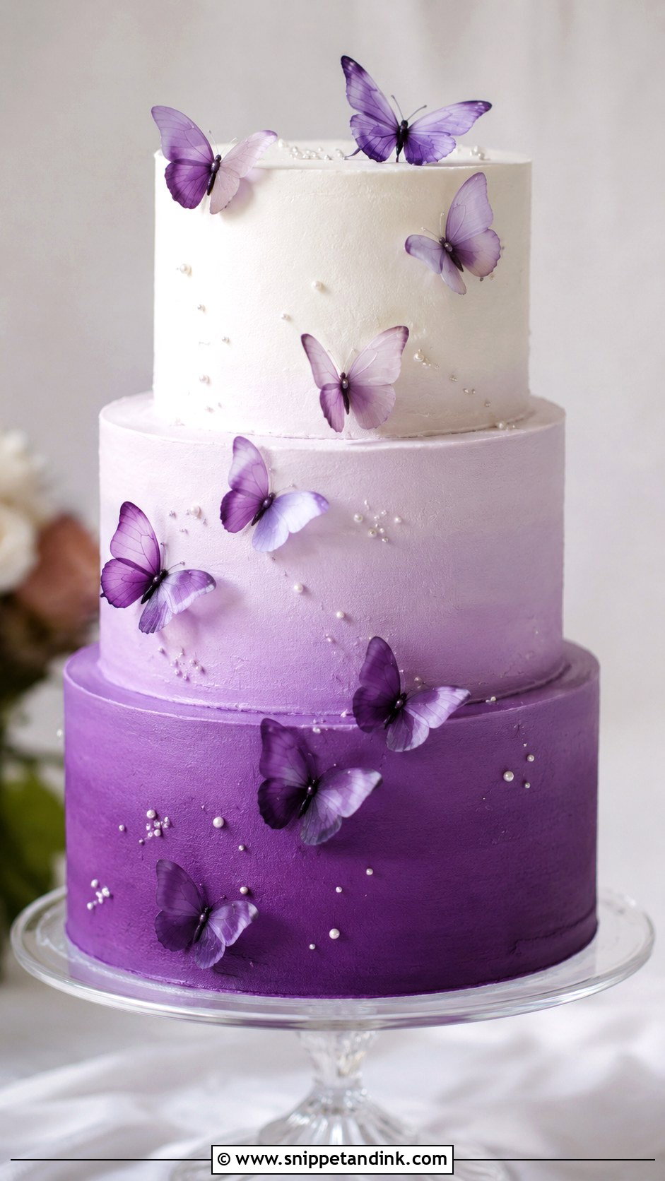 Purple Ombre Butterfly Wedding Cake - Snippet and Ink - 20 Purple Butterfly Cake Ideas for Wedding