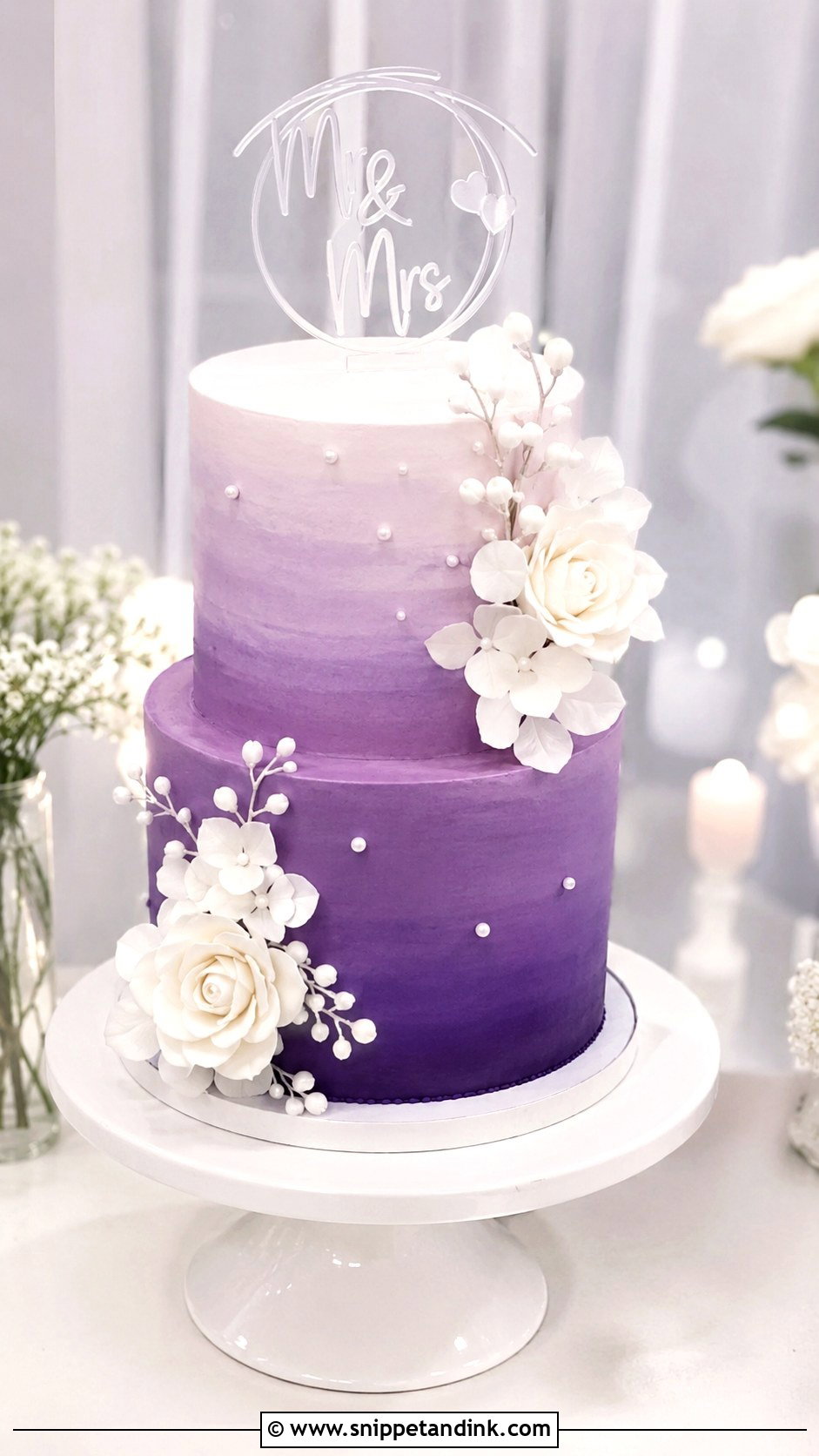 Purple Ombre Two Tier Wedding Cake - Snippet and Ink - 20 Purple Two Tier Cake Ideas for Wedding