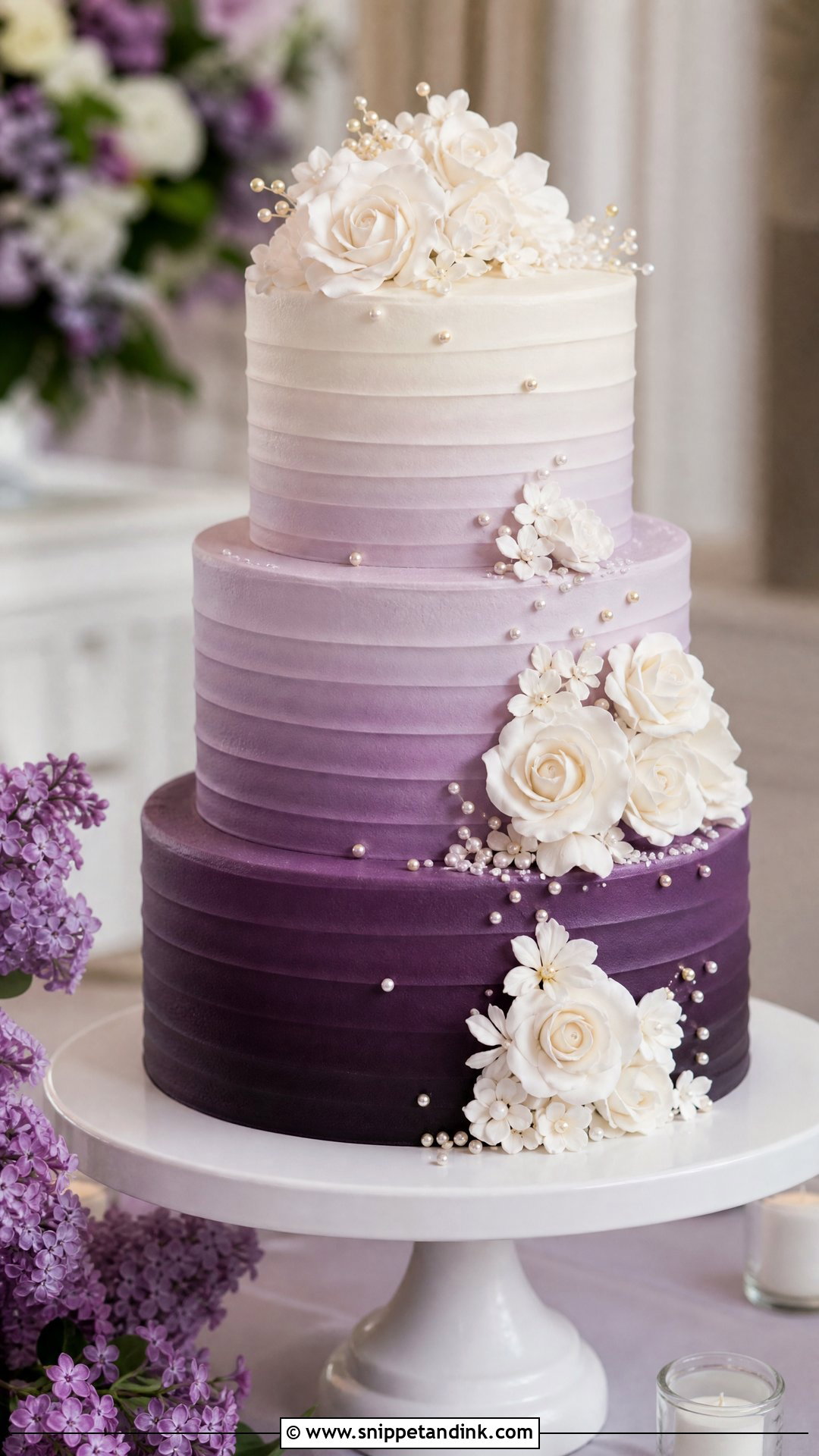 Purple Ombre Wedding Cake - Snippet and Ink - 20 Purple Wedding Cake Ideas