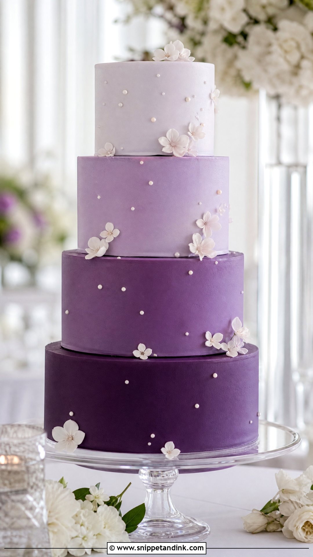 Purple Ombre Wedding Cake - Snippet and Ink - 25 Purple Cake Aesthetic Ideas for Wedding