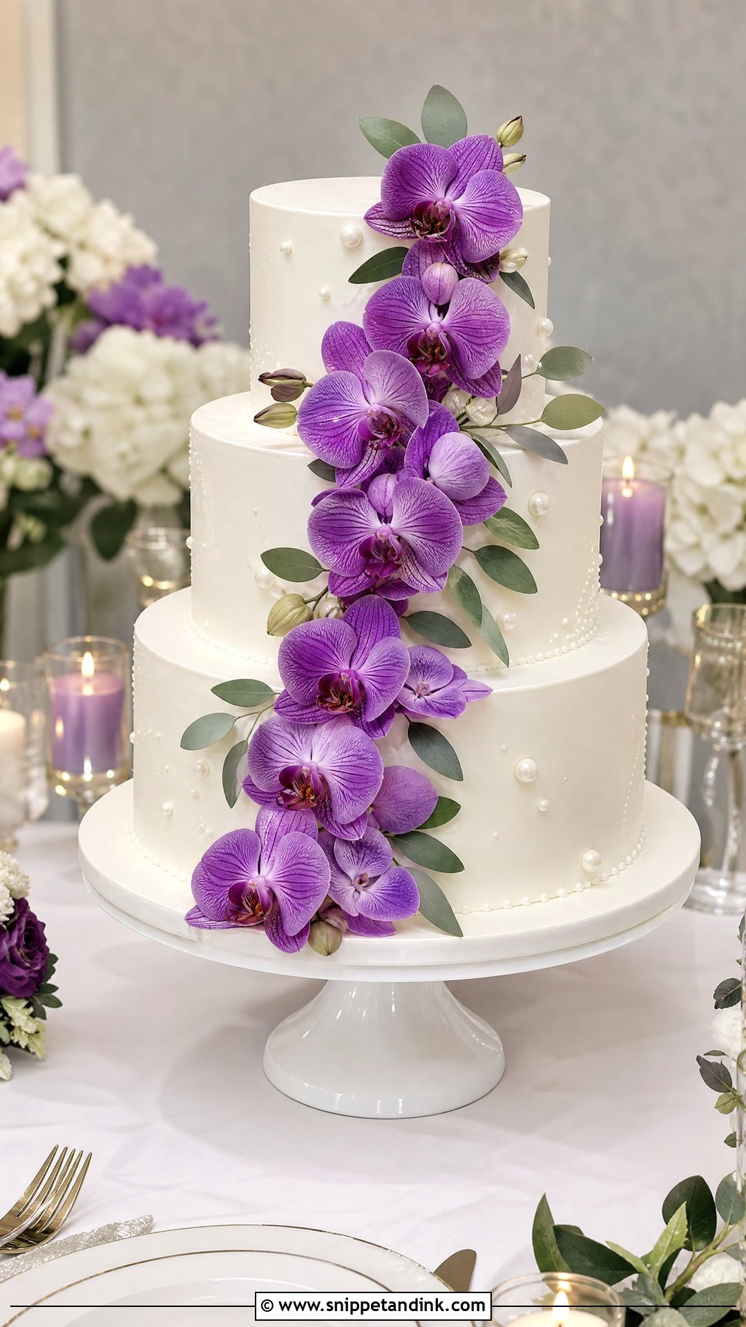 Purple Orchid Wedding Cake - Snippet and Ink - 25 Purple Cake Aesthetic Ideas for Wedding