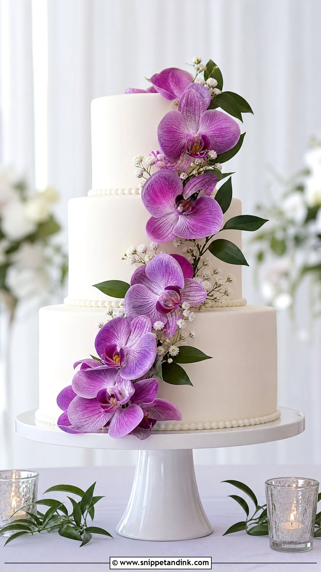 Purple Orchid Wedding Cake - Snippet and Ink - 25 Purple Flower Cake Ideas for Wedding