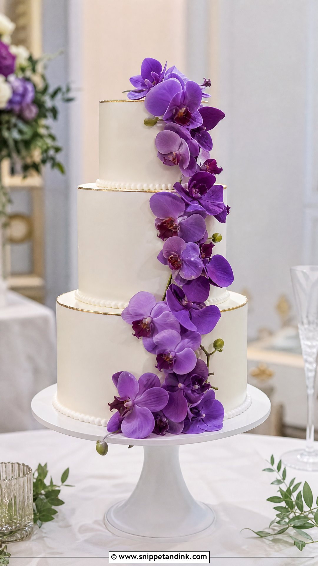 Purple Orchid Wedding Cake - Snippet and Ink - 20 Purple Wedding Cake Ideas