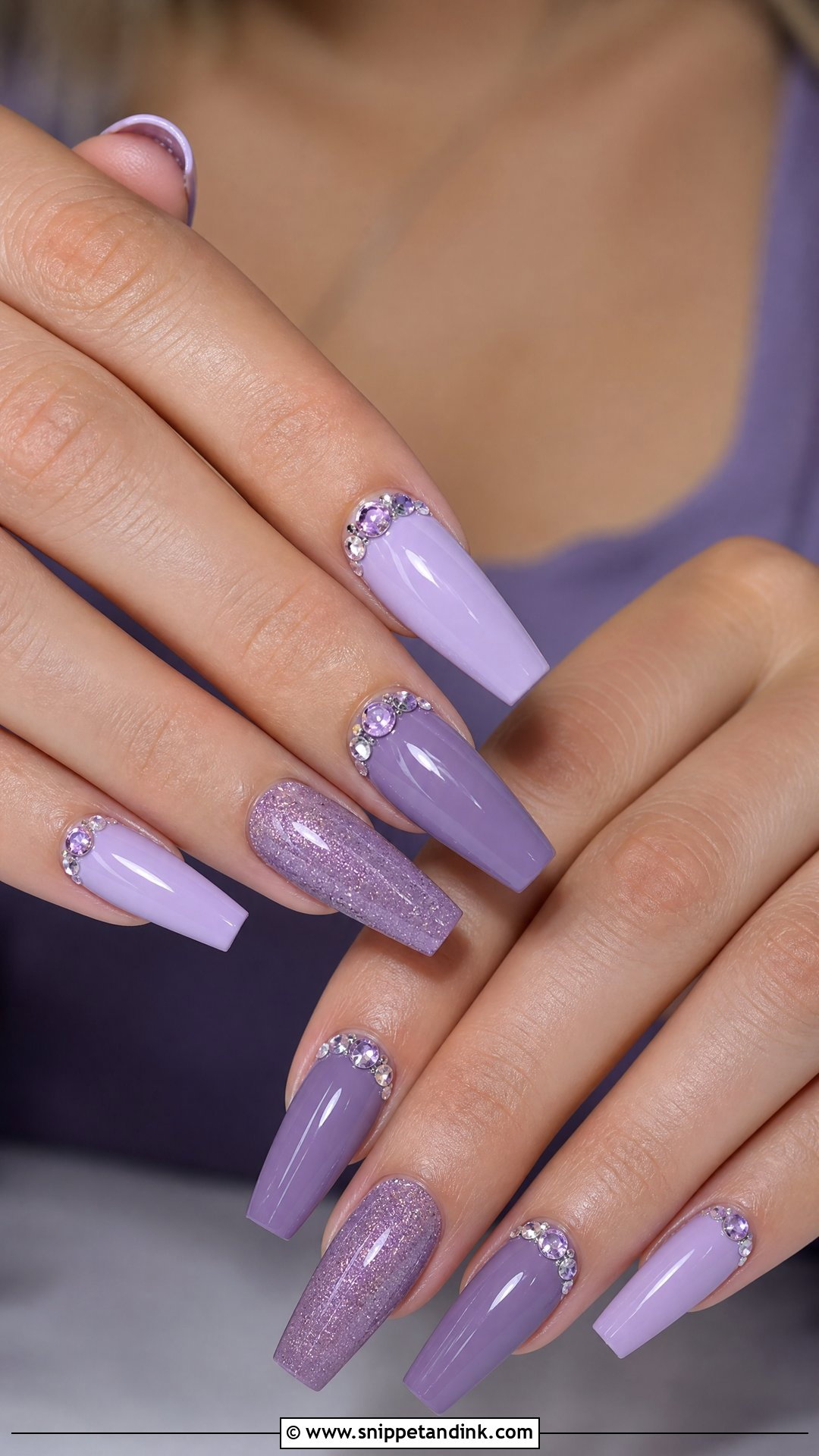 Purple Rhinestone Wedding Nails - Snippet and Ink - 25 Purple Wedding Nails
