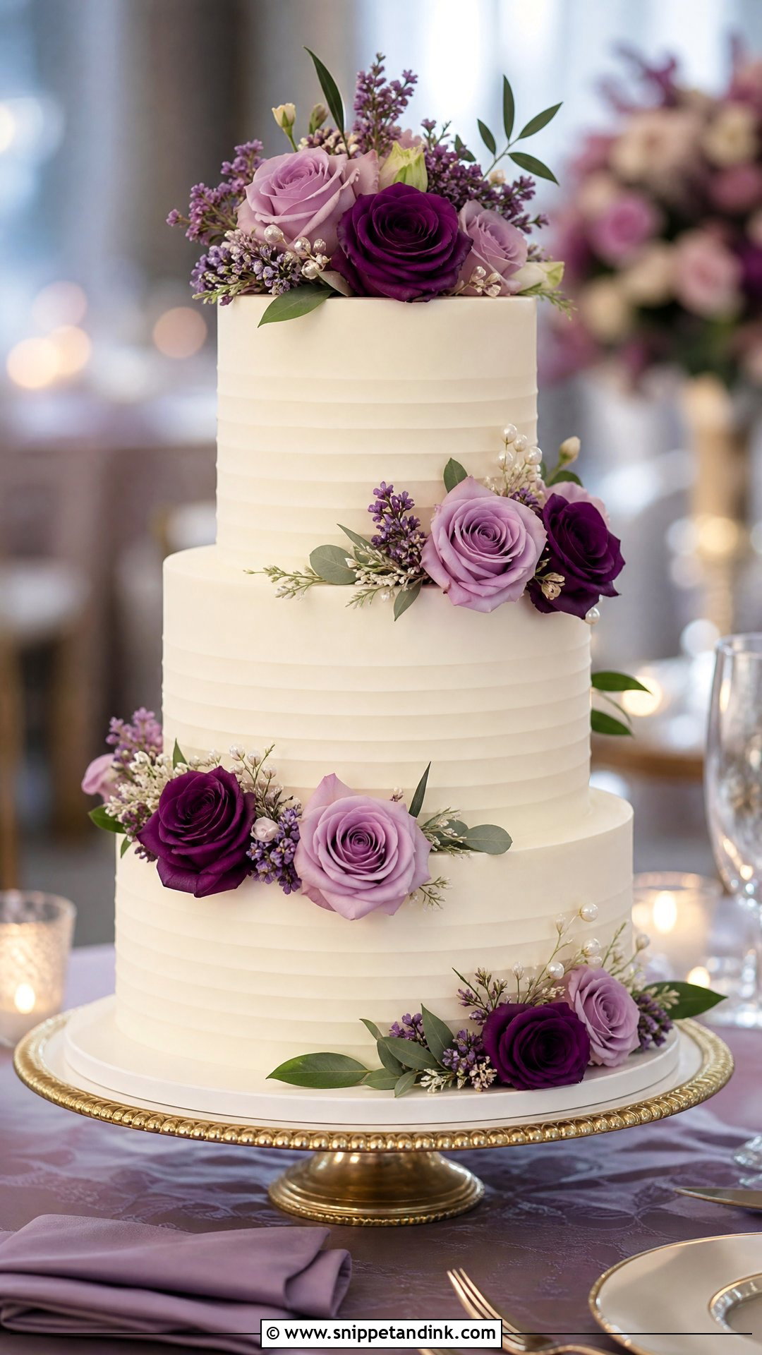 Purple Rose Wedding Cake - Snippet and Ink - 25 Purple Flower Cake Ideas for Wedding