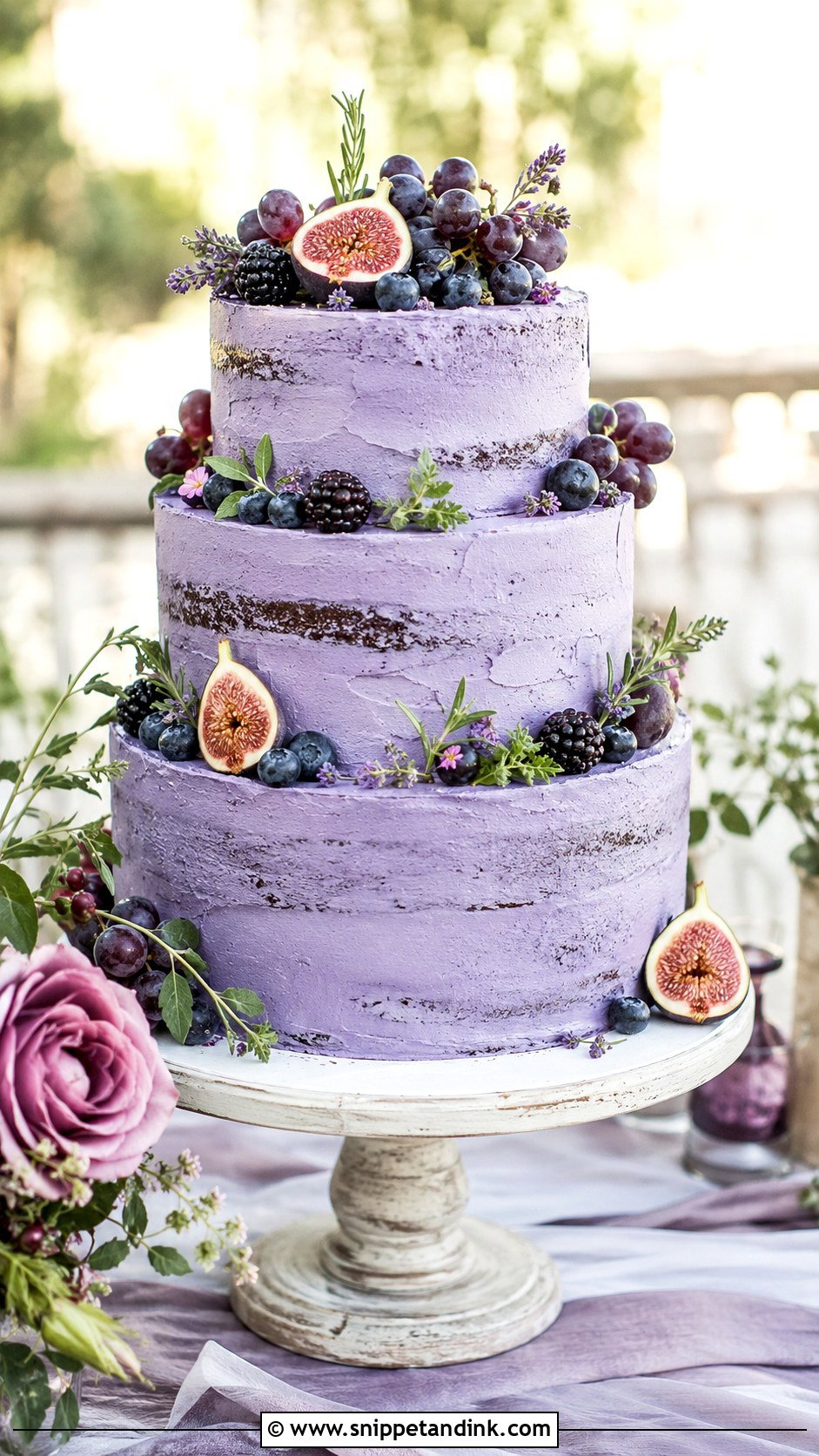 Purple Round Wedding Cake With Fresh Berries - Snippet and Ink - 20 Purple Round Cake Ideas for Wedding