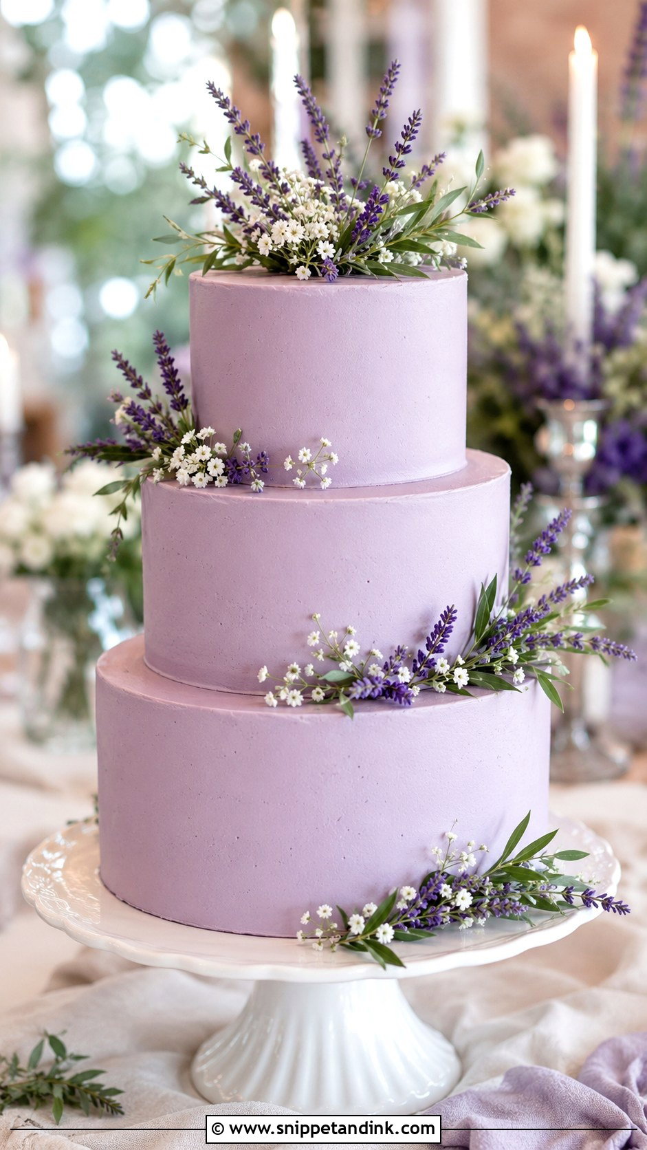 Purple Round Wedding Cake With Lavender Flowers - Snippet and Ink - 20 Purple Round Cake Ideas for Wedding