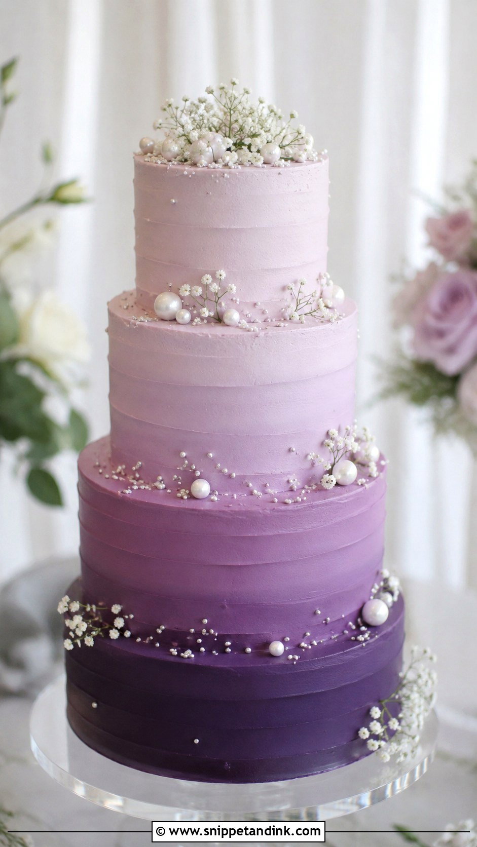 Purple Round Wedding Cake With Ombre Buttercream - Snippet and Ink - 20 Purple Round Cake Ideas for Wedding