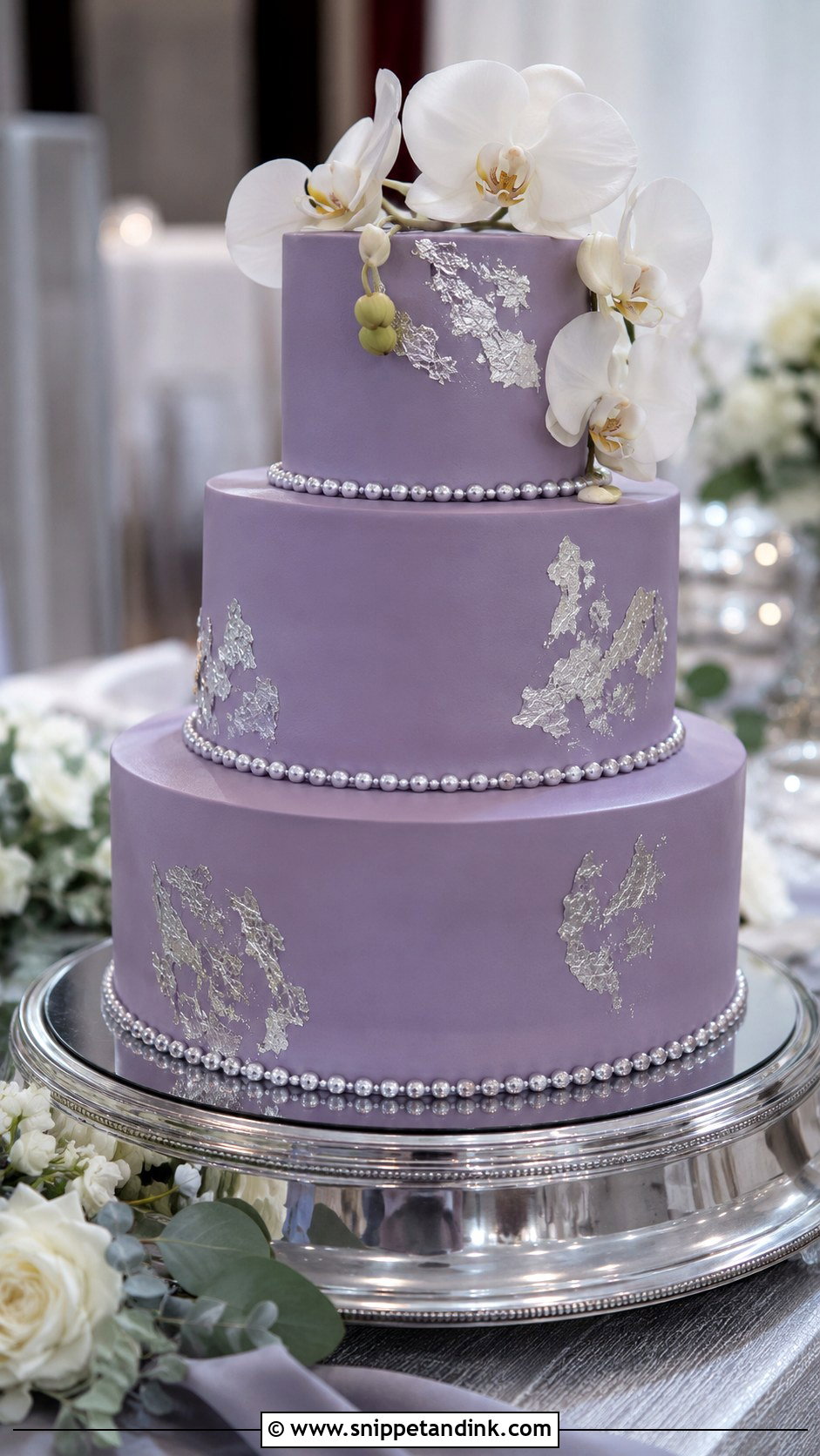 Purple Round Wedding Cake With Silver - Snippet and Ink - 20 Purple Round Cake Ideas for Wedding