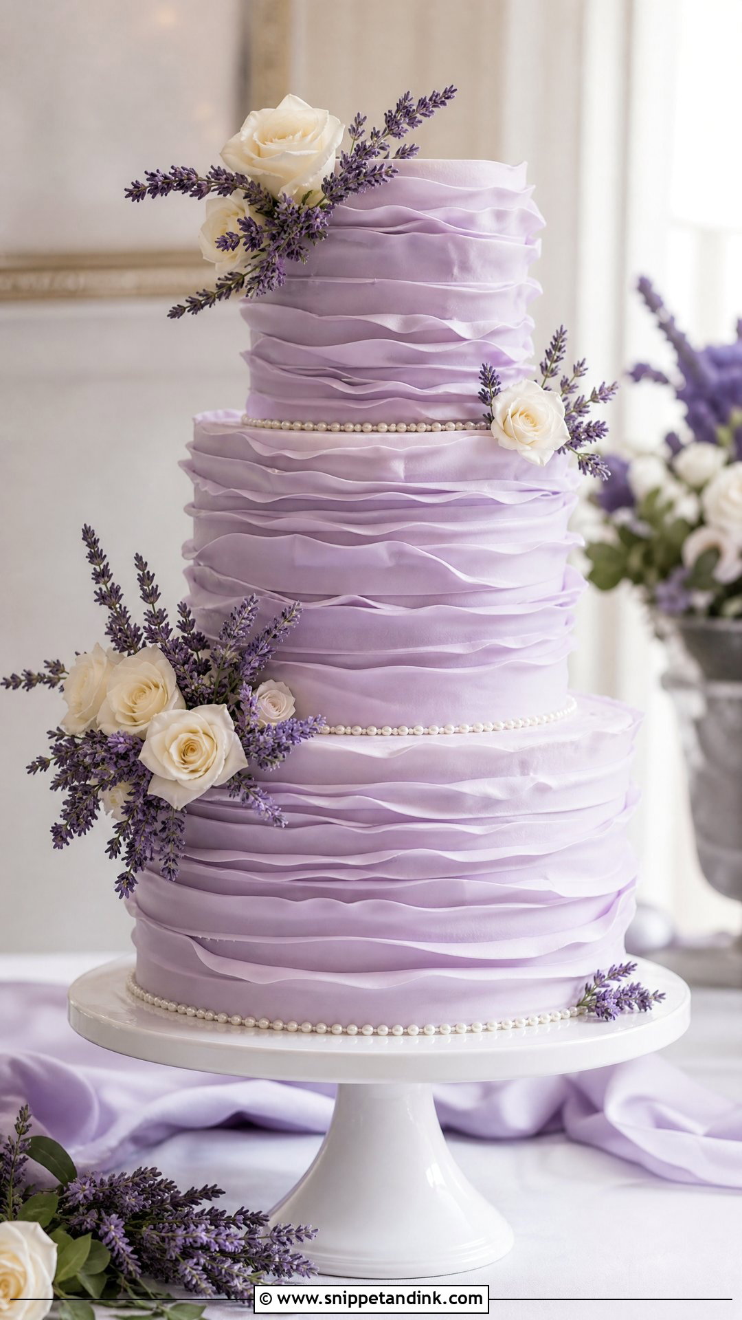 Purple Ruffle Wedding Cake - Snippet and Ink - 25 Purple Cake Aesthetic Ideas for Wedding