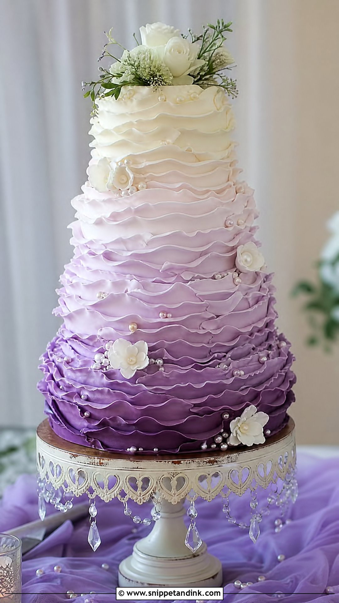 Purple Ruffle Wedding Cake - Snippet and Ink - 20 Purple Wedding Cake Ideas