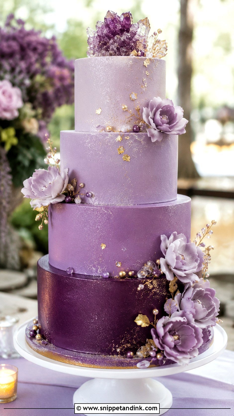 Purple Sparkle Wedding Cake - Snippet and Ink - 30 Sparkle Wedding Cake Ideas