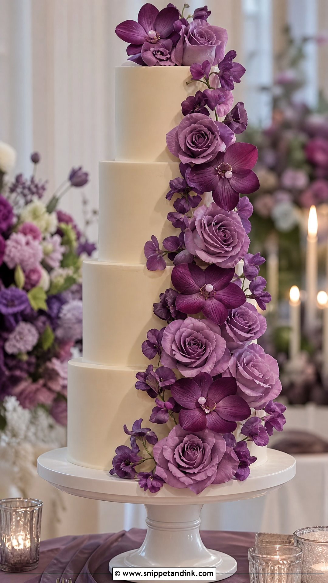 Purple Sugar Flower Wedding Cake - Snippet and Ink - 25 Purple Flower Cake Ideas for Wedding