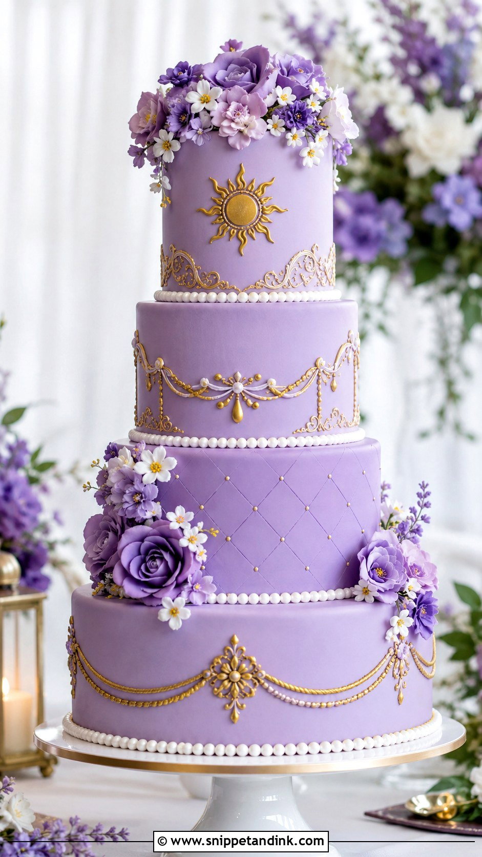 Purple Tangled Wedding Cake - Snippet and Ink - 20 Tangled Theme Wedding Cake Ideas