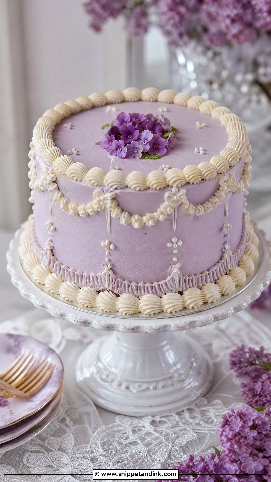 Purple Vintage Wedding Cake - Snippet and Ink - 20 Purple Wedding Cakes