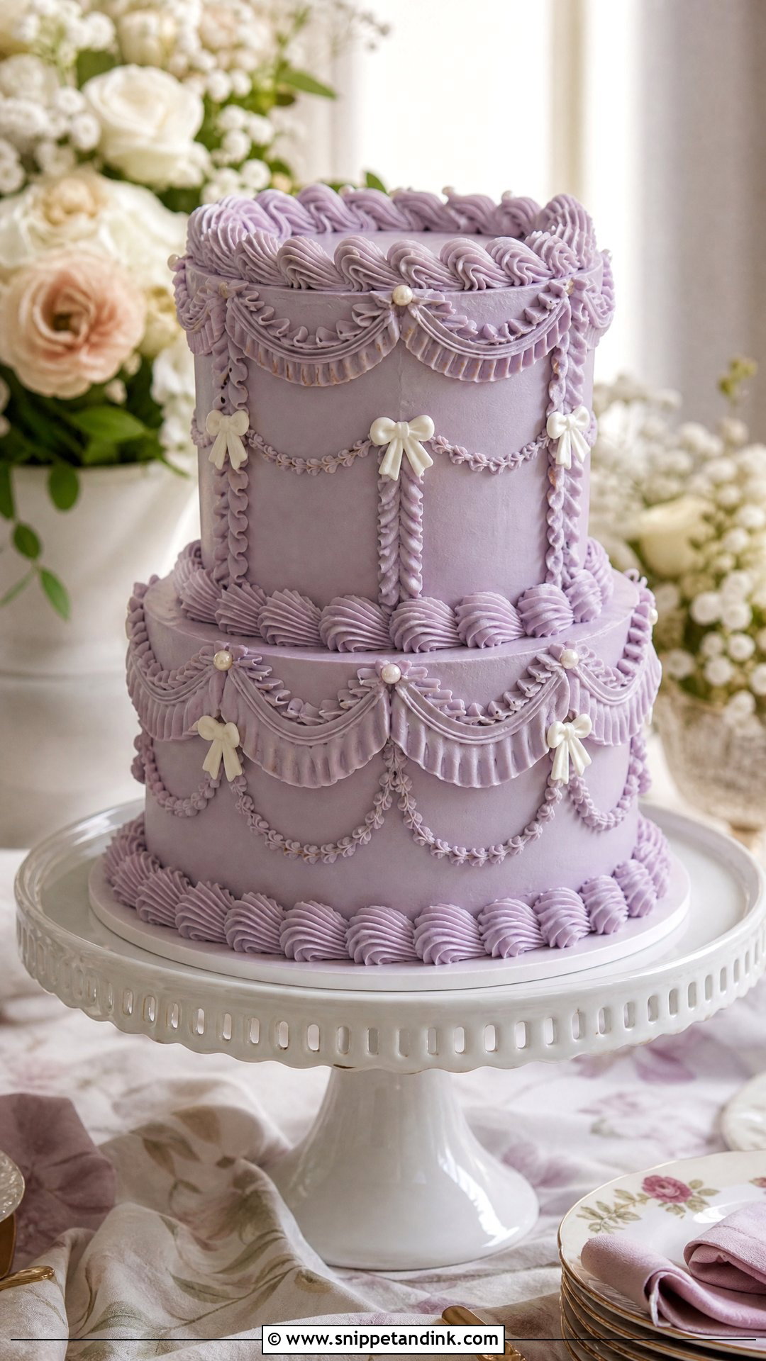 Purple Vintage Wedding Cake - Snippet and Ink - 25 Purple Cake Aesthetic Ideas for Wedding