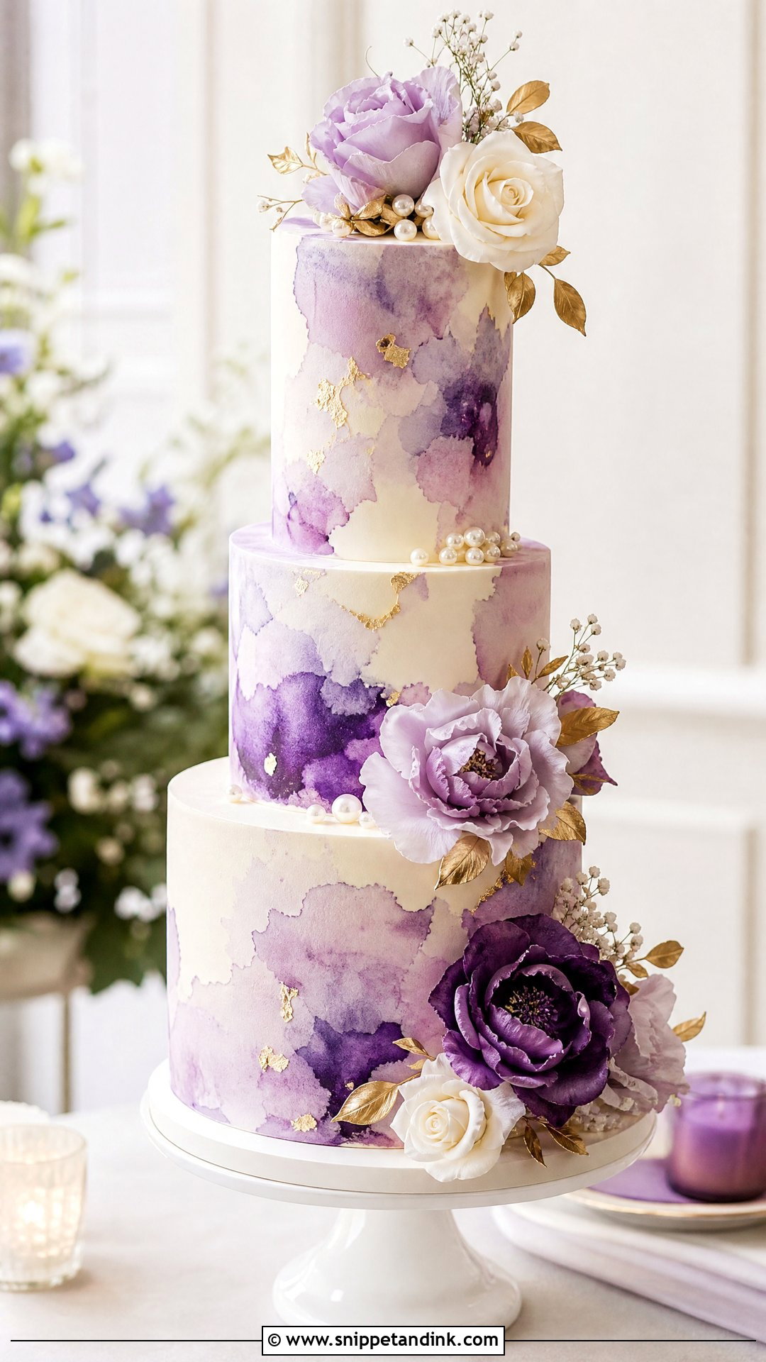 Purple Watercolor Wedding Cake - Snippet and Ink - 20 Purple Wedding Cakes