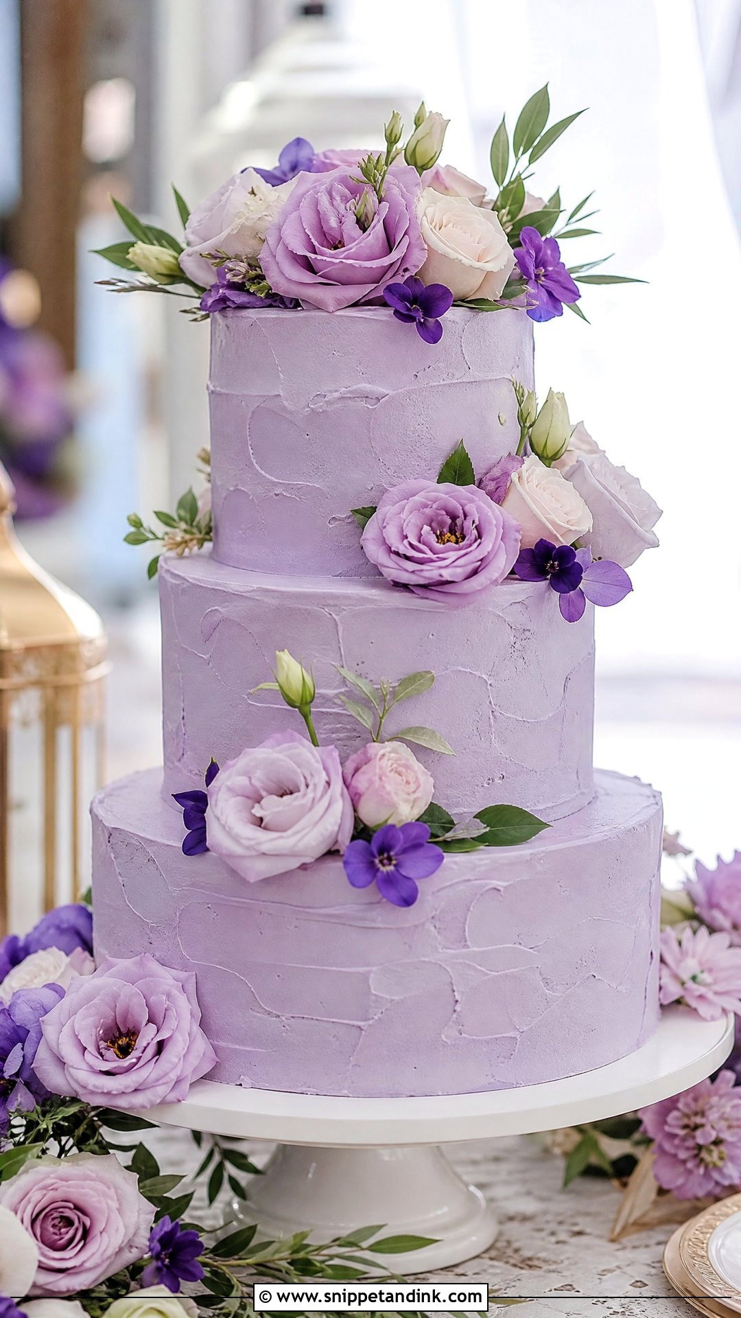 Purple Wedding Cake With Fresh Flowers - Snippet and Ink - 25 Purple Cake Aesthetic Ideas for Wedding