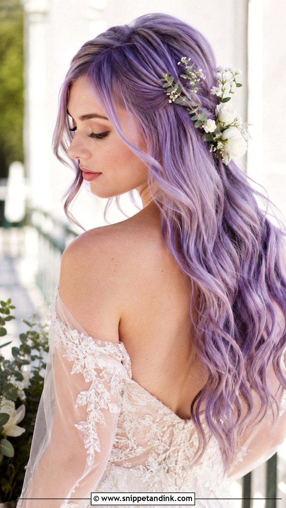 Purple Wedding Hair With Flowers - Snippet and Ink - 15 Purple Wedding Hair Ideas
