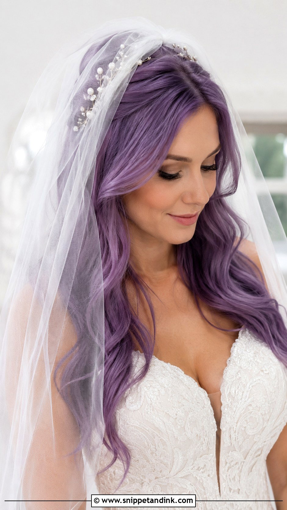 Purple Wedding Hair With Veil - Snippet and Ink - 15 Purple Wedding Hair Ideas