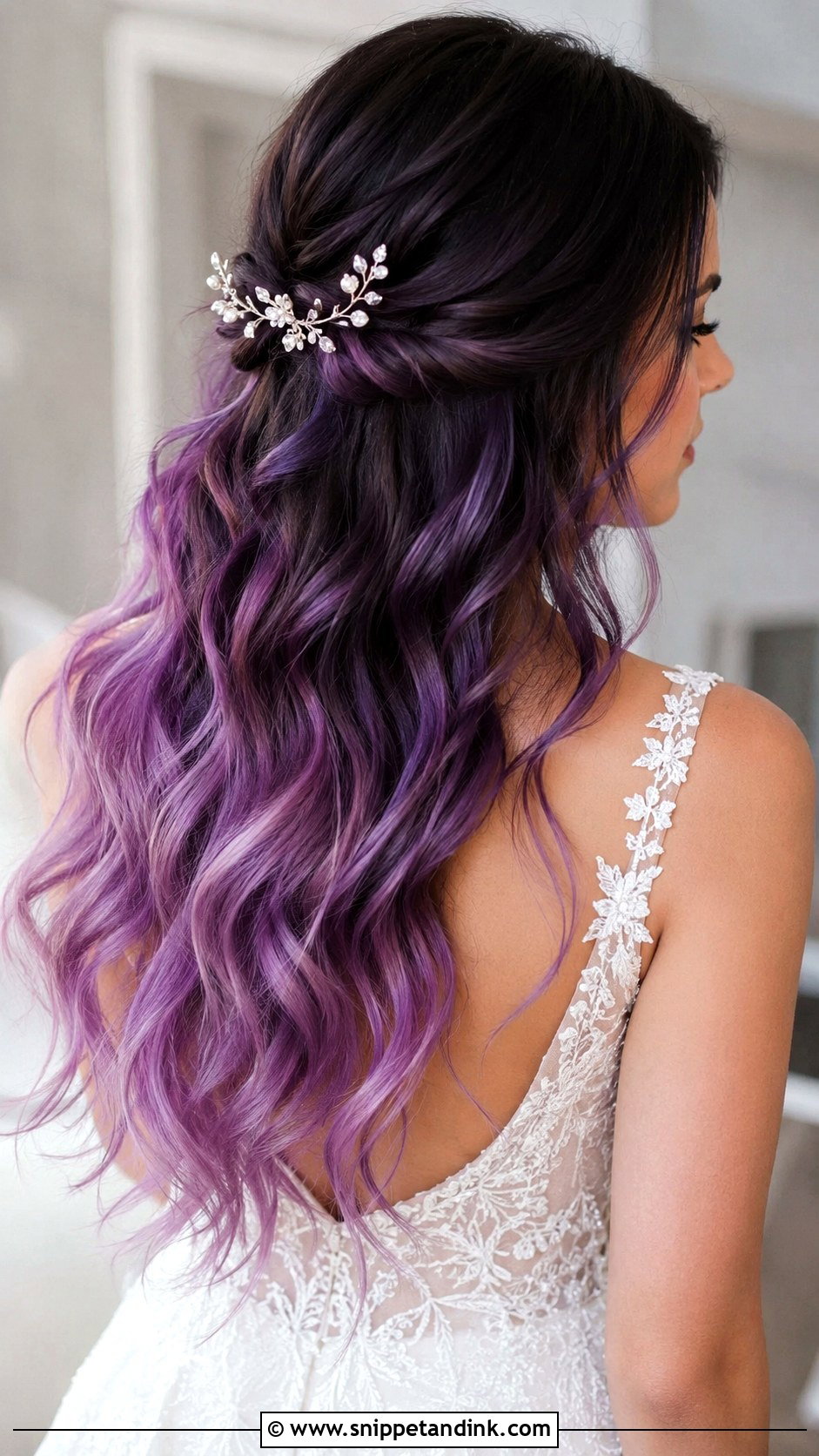 Purple Wedding Updo - Snippet and Ink - 15 Purple Wedding Hair Ideas