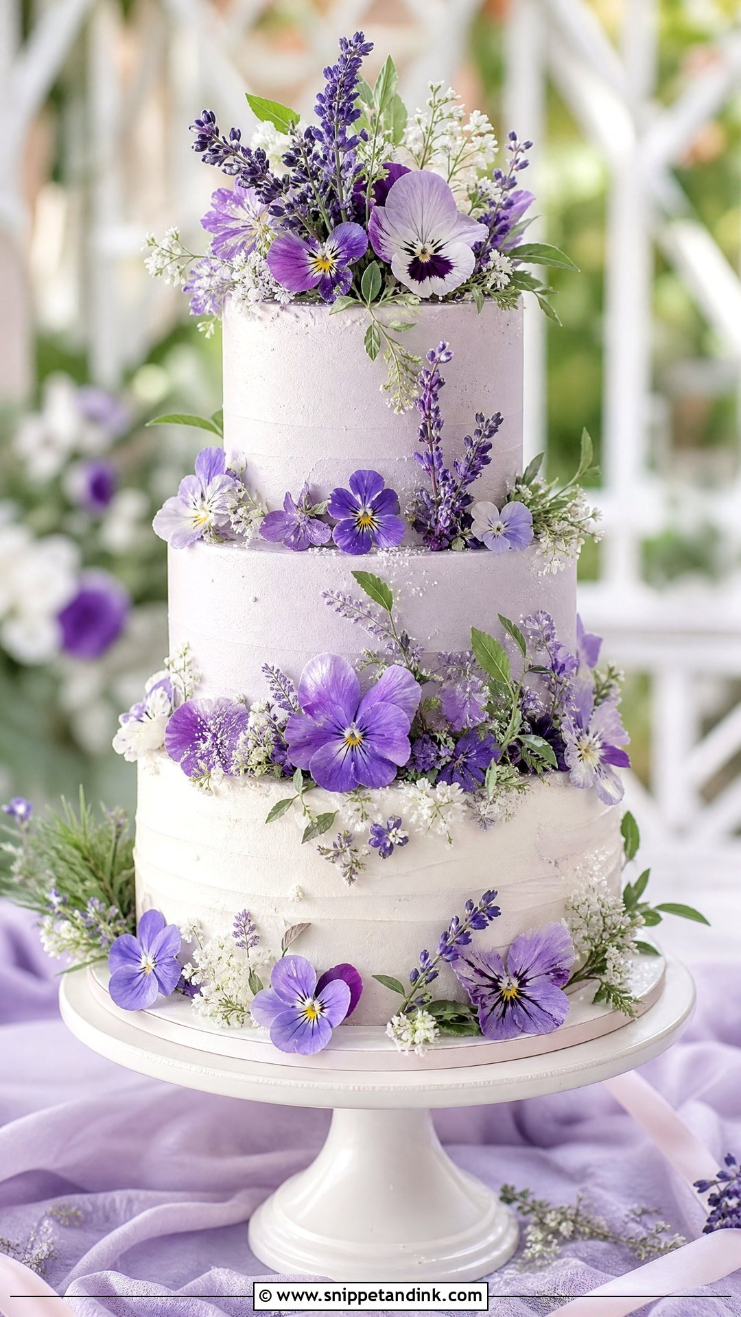 Purple Wildflower Wedding Cake - Snippet and Ink - 20 Wildflower Wedding Cake Ideas