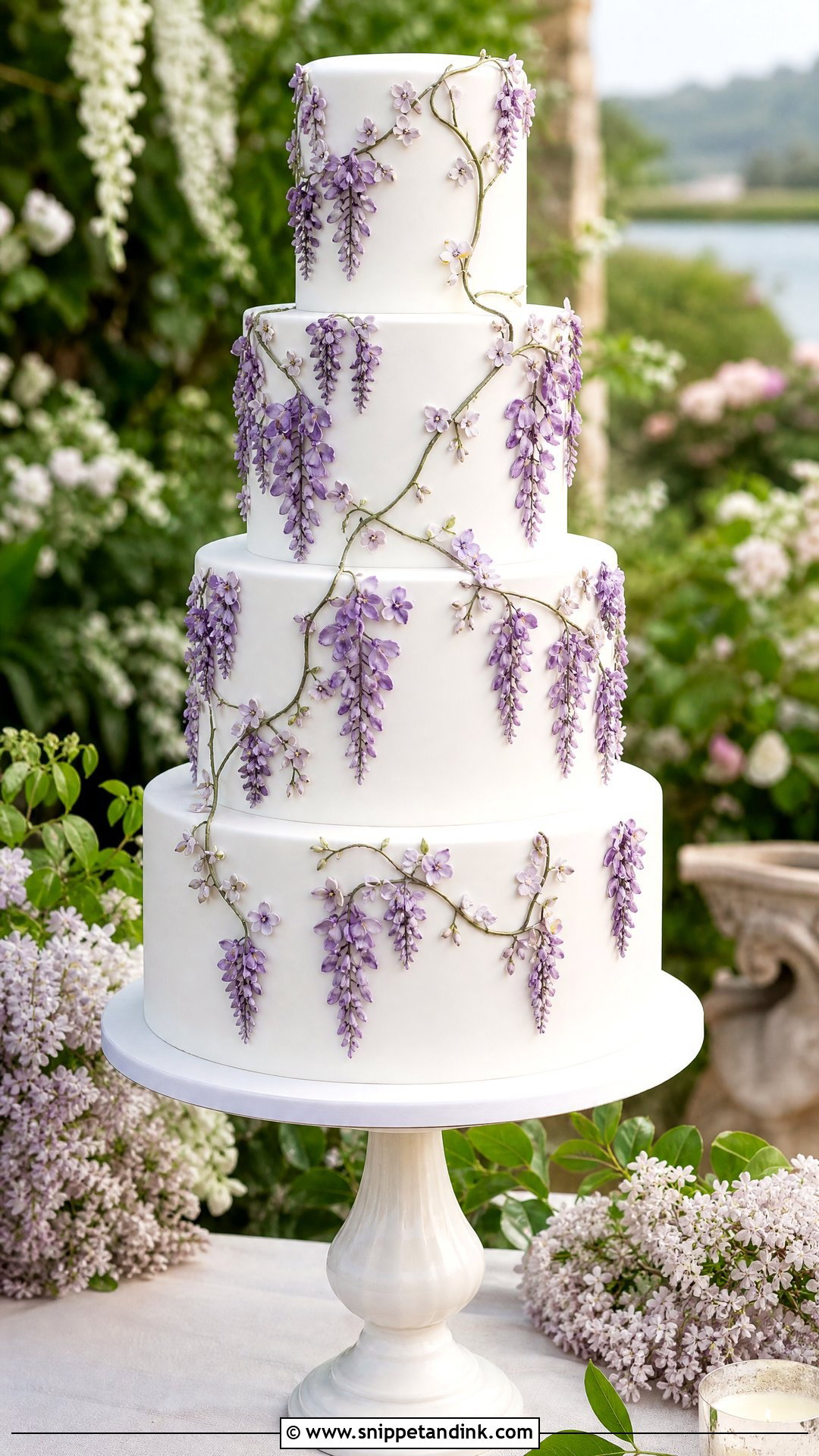 Purple Wisteria Wedding Cake - Snippet and Ink - 25 Purple Flower Cake Ideas for Wedding