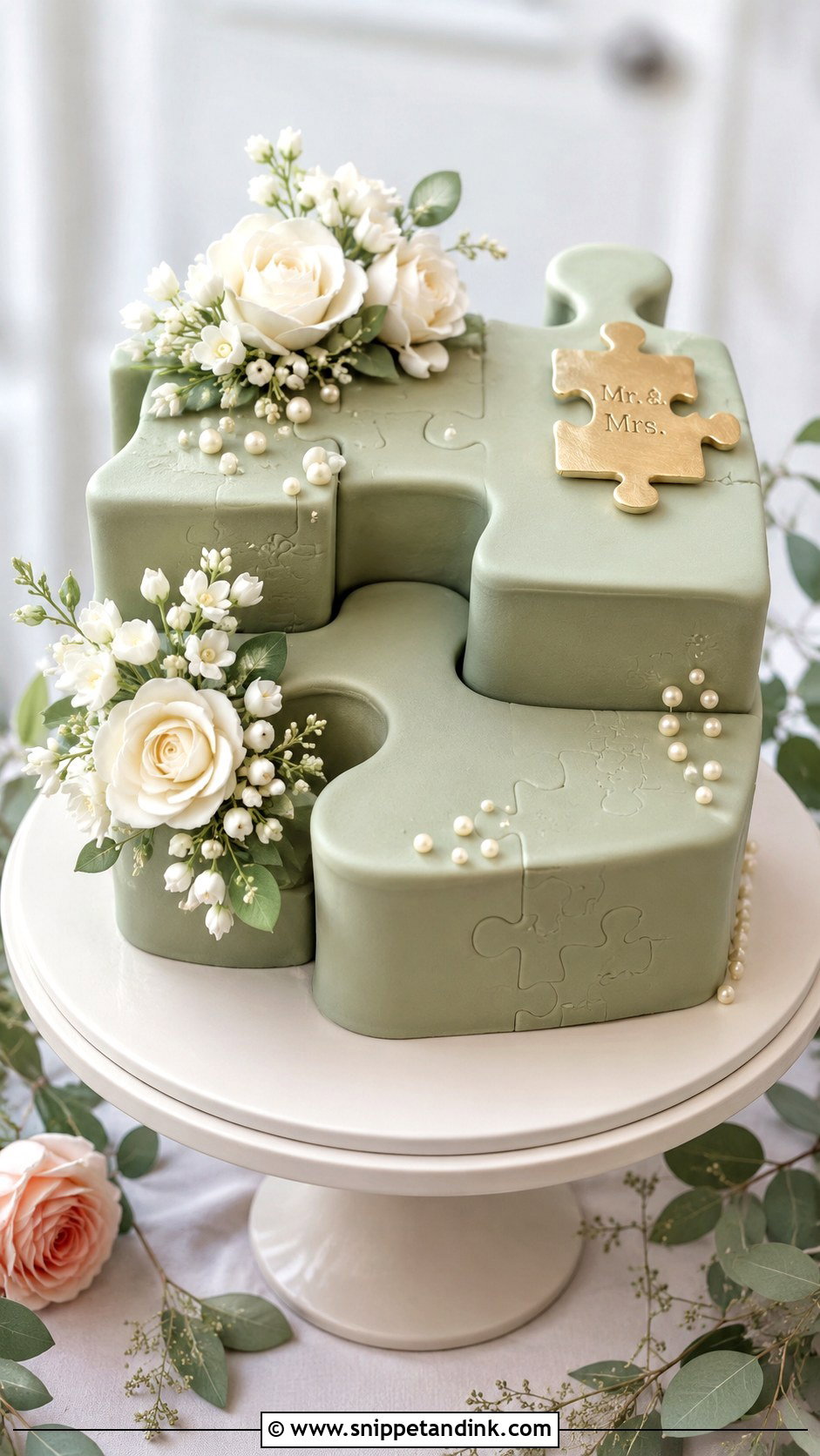 Puzzle Piece Wedding Cake - Snippet and Ink - 30 Novelty Wedding Cakes