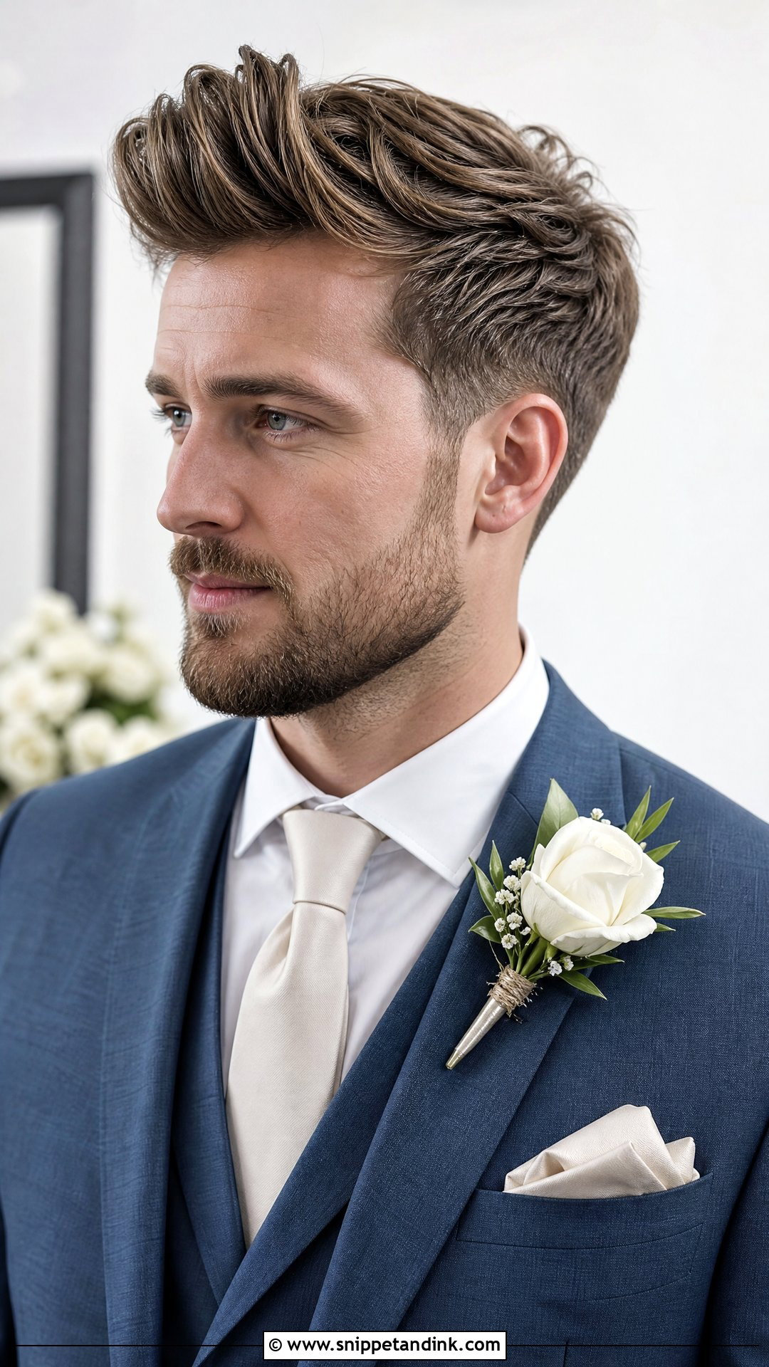 Quiff With Beard Fade - Snippet and Ink - 20 Groom Hairstyle Men Wedding with Beard Ideas