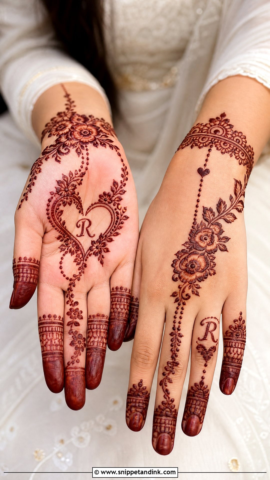 R Name Mehndi Design For Engagement - Snippet and Ink - 20 R Name Mehndi Design Ideas