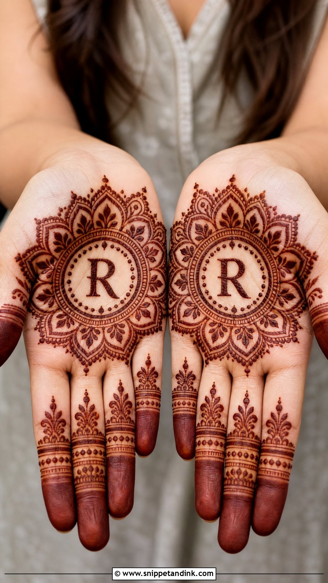 R Name Mehndi Design Front Hand - Snippet and Ink - 20 R Name Mehndi Design Ideas
