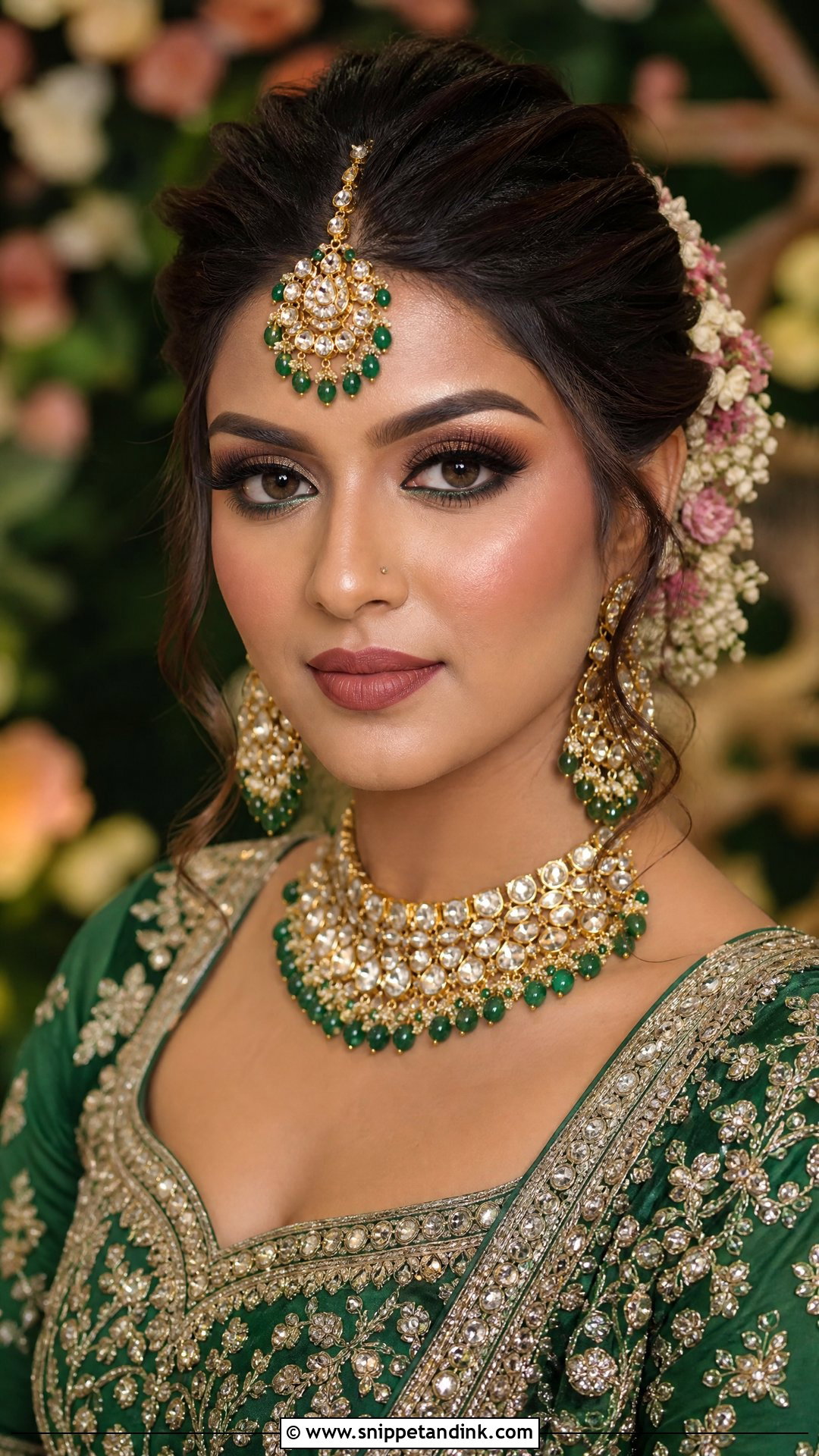 Radha Rani Bridal Makeup With Green Lehenga - Snippet and Ink - 20 Radha Rani Bridal Makeup Look Ideas