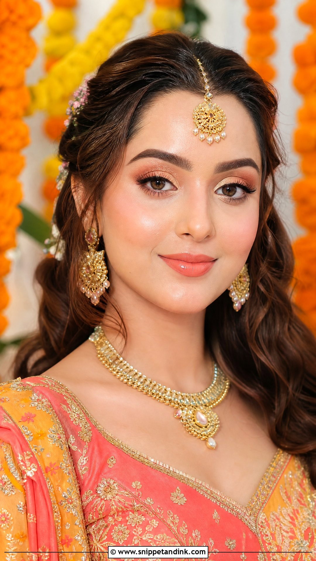 Radha Rani Bridal Makeup With Peach Glow - Snippet and Ink - 20 Radha Rani Bridal Makeup Look Ideas