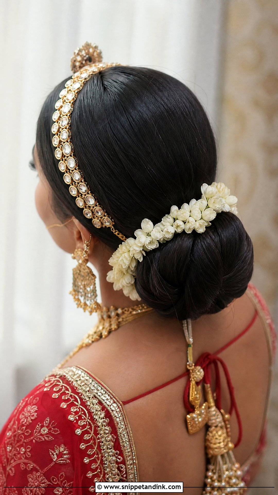 Rajasthani Bridal Bun With Sheesh Patti - Snippet and Ink - 20 Rajasthani Bride Hairstyle Ideas