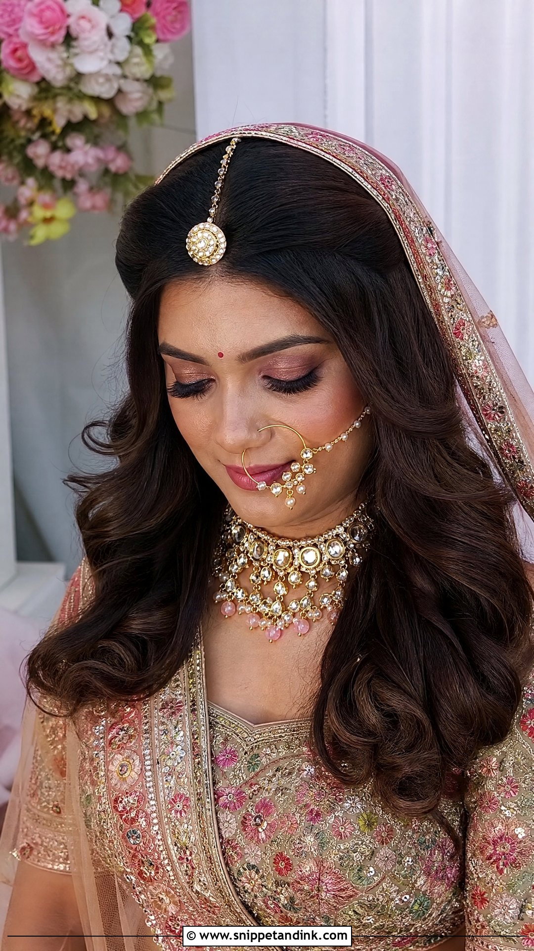 Rajasthani Bridal Loose Waves With Borla - Snippet and Ink - 20 Rajasthani Bride Hairstyle Ideas