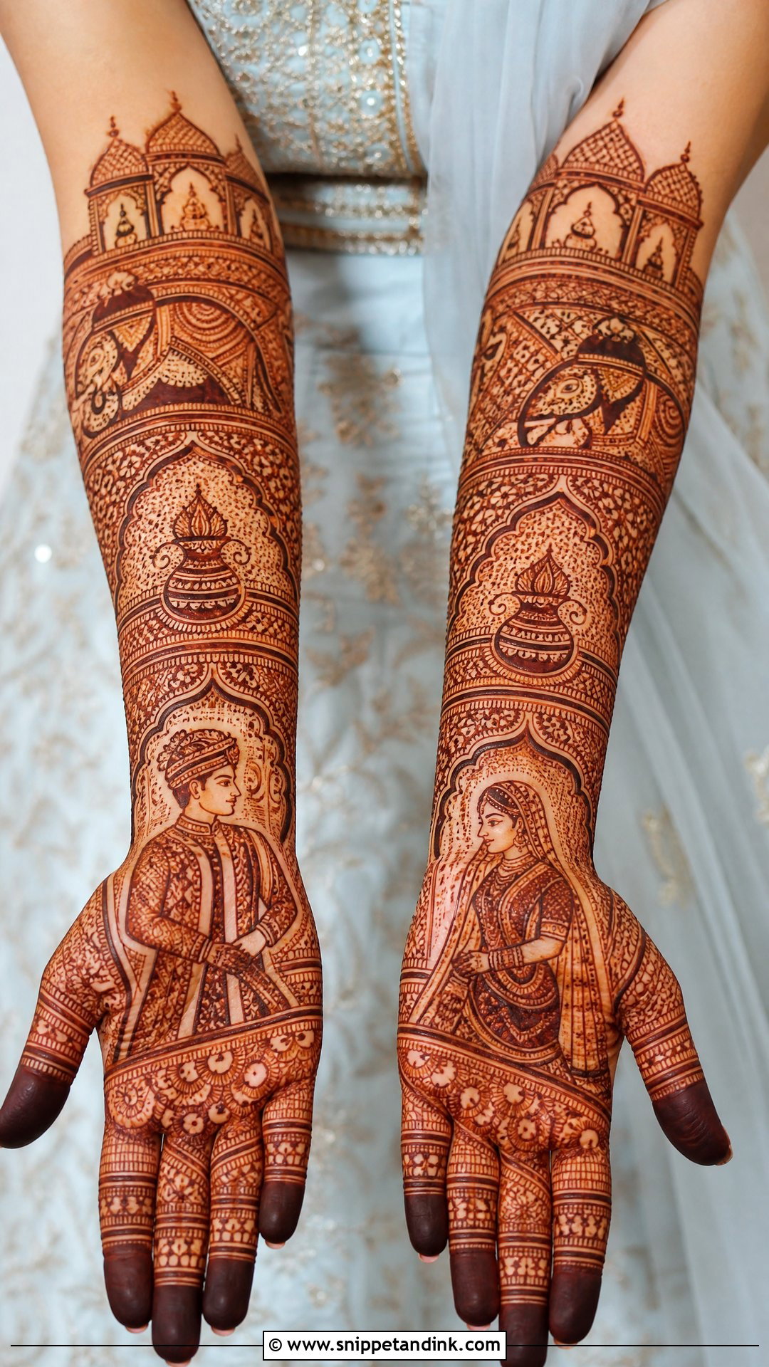 Rajasthani Bridal Mehndi With Dulha Dulhan Figures - Snippet and Ink - 20 Bridal Mehndi Designs with Figures
