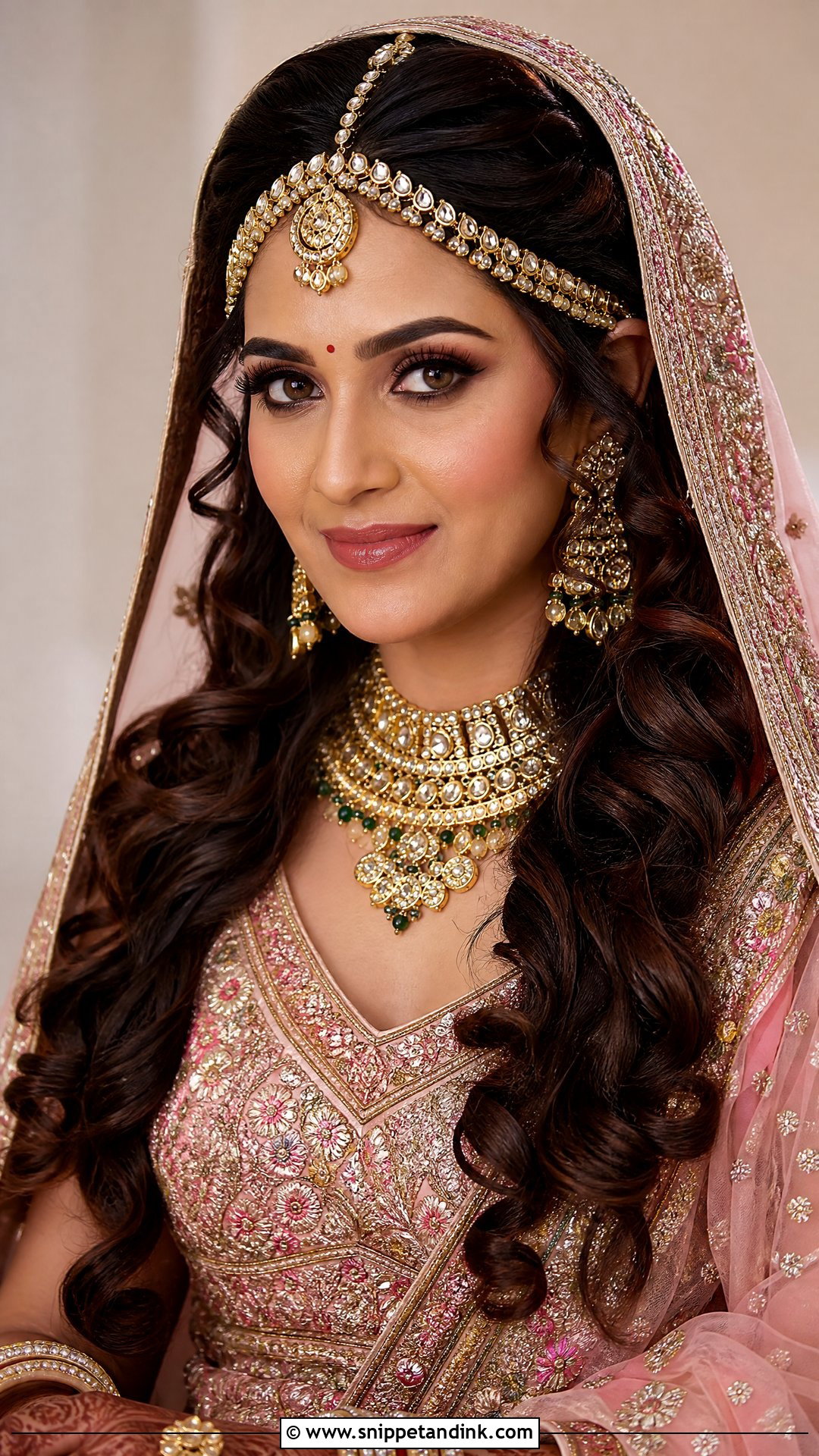 Rajasthani Bridal Open Curls With Matha Patti - Snippet and Ink - 20 Rajasthani Bride Hairstyle Ideas