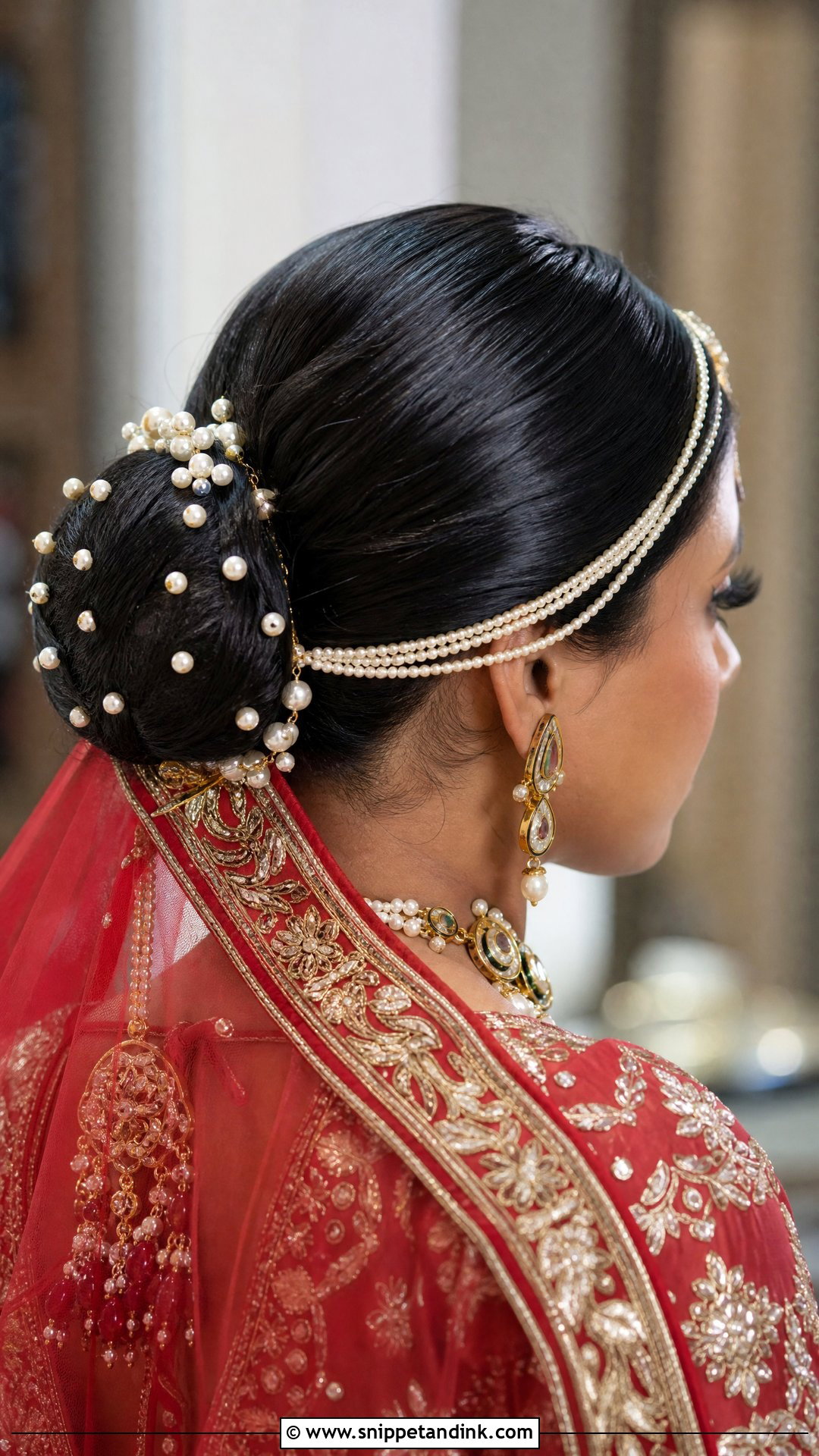 Rajasthani Bridal Pearl Bun - Snippet and Ink - 20 Rajasthani Bride Hairstyle Ideas