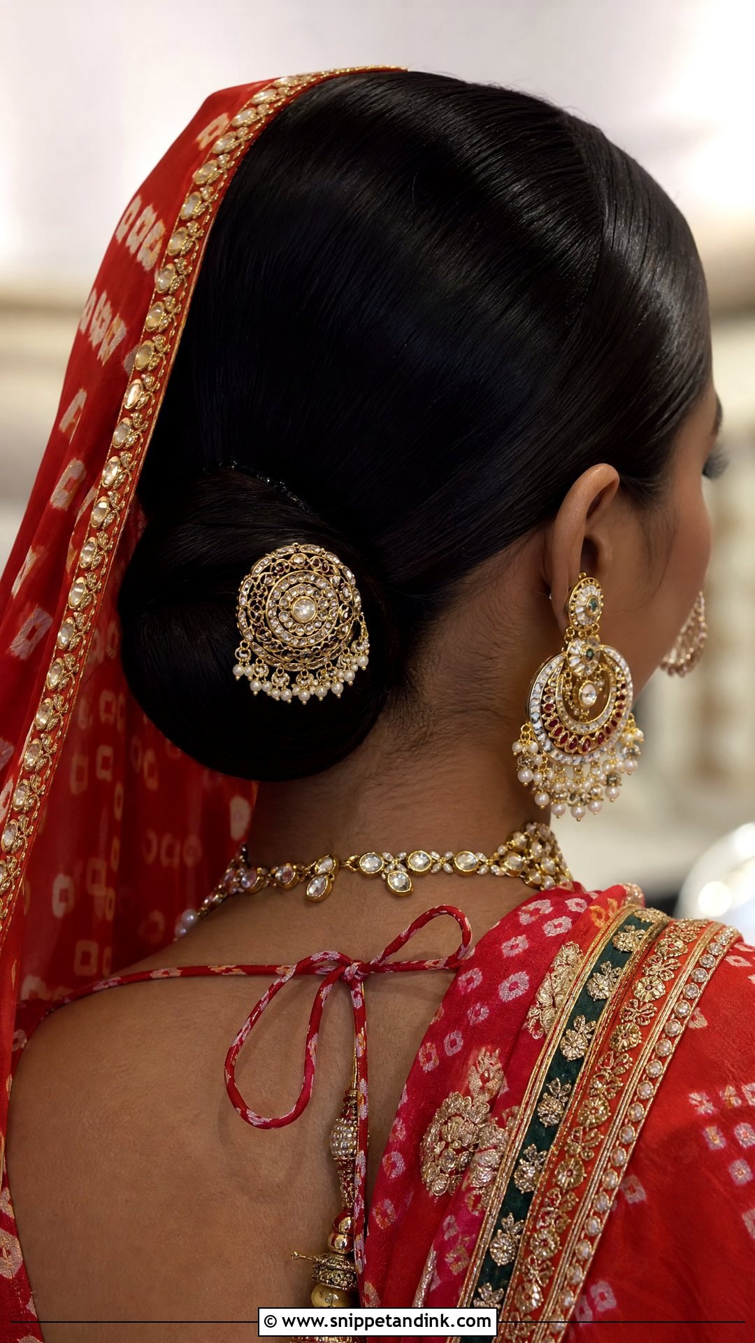 Rajasthani Bridal Sleek Bun With Dupatta - Snippet and Ink - 20 Rajasthani Bride Hairstyle Ideas
