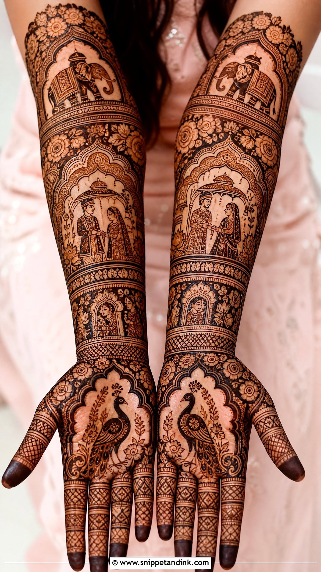 Rajasthani Rose Bridal Mehndi Full Hand - Snippet and Ink - 20 Rose Full Hand Bridal Mehndi Designs