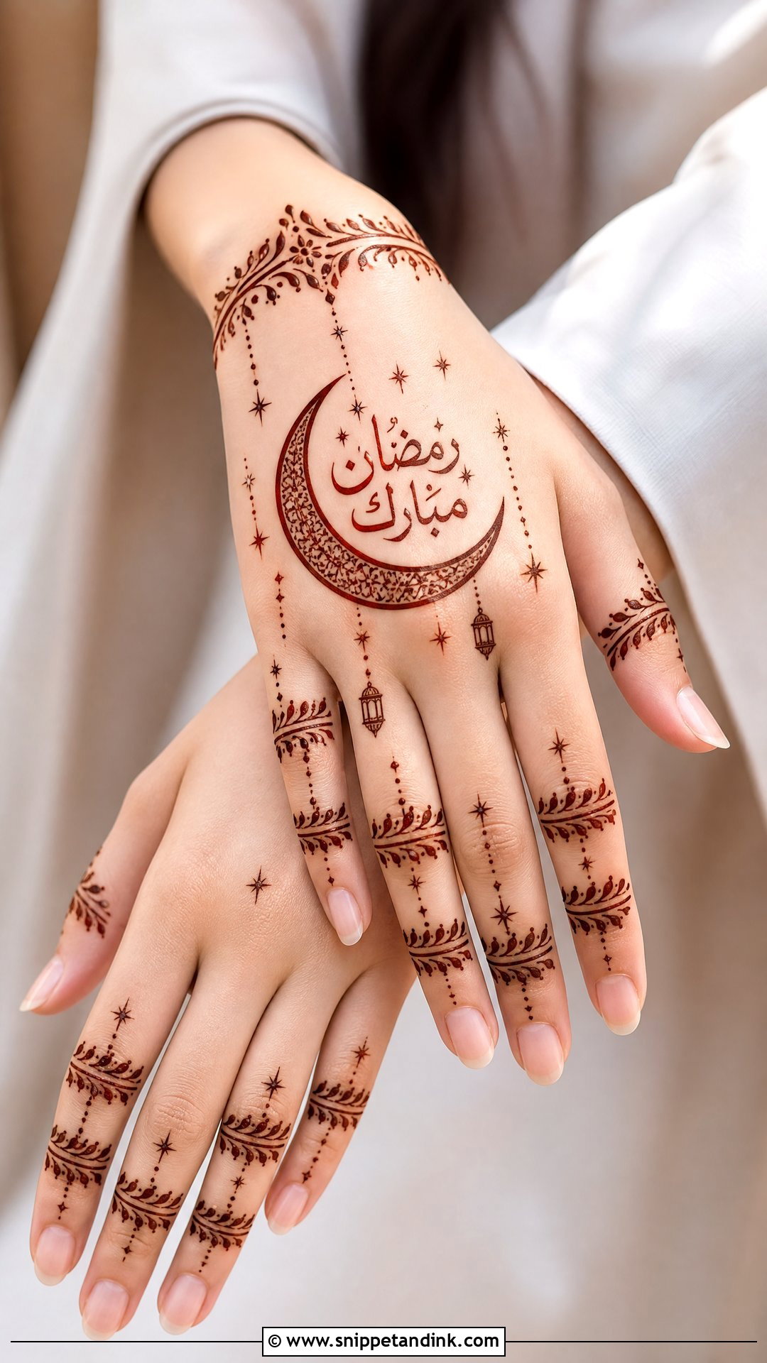 Ramadan Mubarak Crescent Moon Mehndi Design - Snippet and Ink - 20 Ramadan Mubarak Mehndi Designs