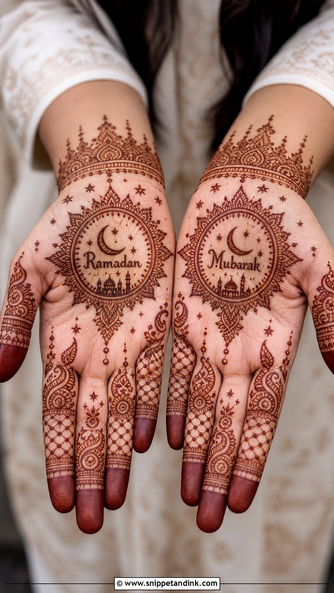 Ramadan Mubarak Front Hand Mehndi Design - Snippet and Ink - 20 Ramadan Mubarak Mehndi Designs