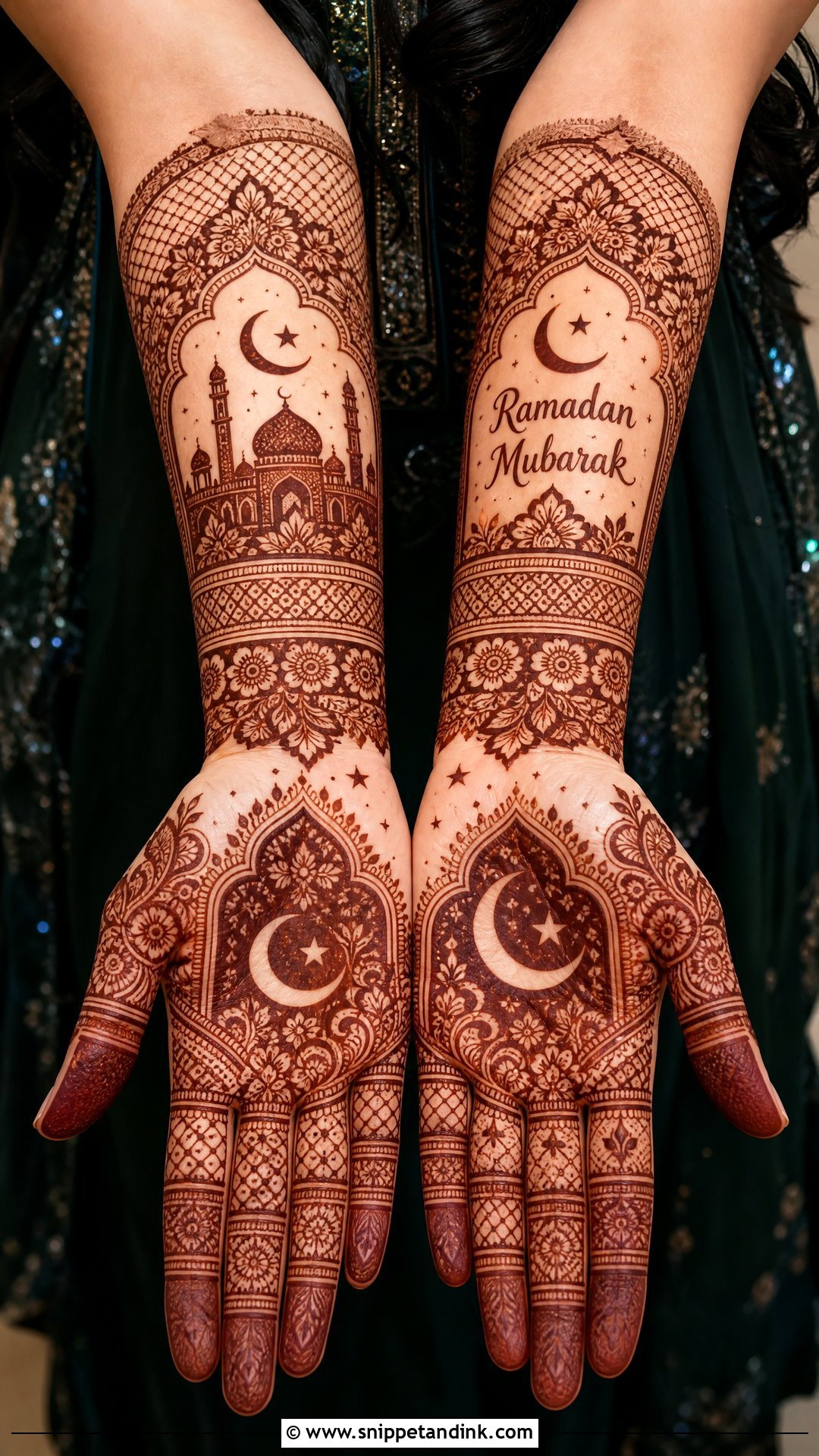 Ramadan Mubarak Full Hand Mehndi Design - Snippet and Ink - 20 Ramadan Mubarak Mehndi Designs