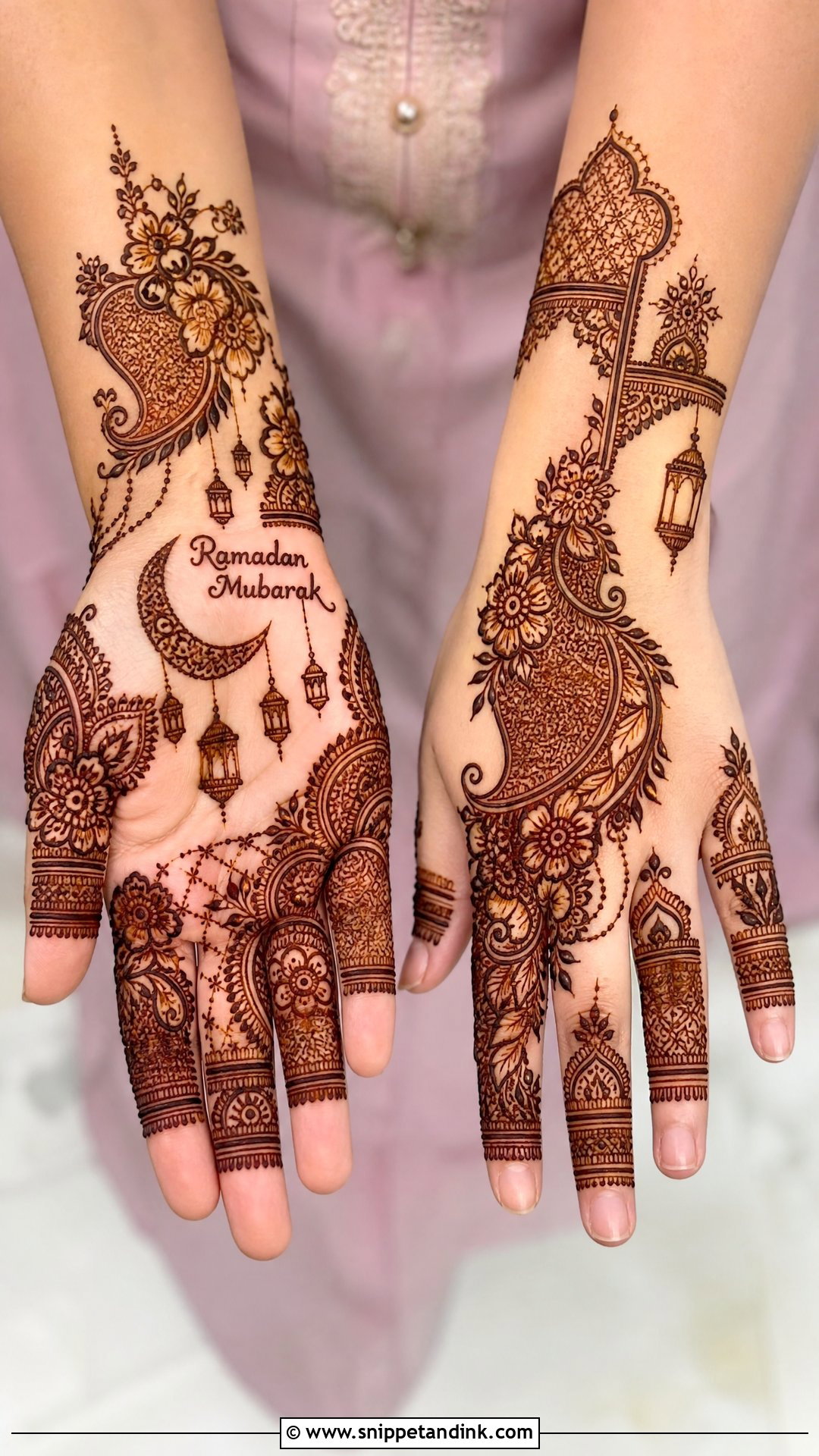 Ramadan Mubarak Indo Arabic Mehndi Design - Snippet and Ink - 20 Ramadan Mubarak Mehndi Designs