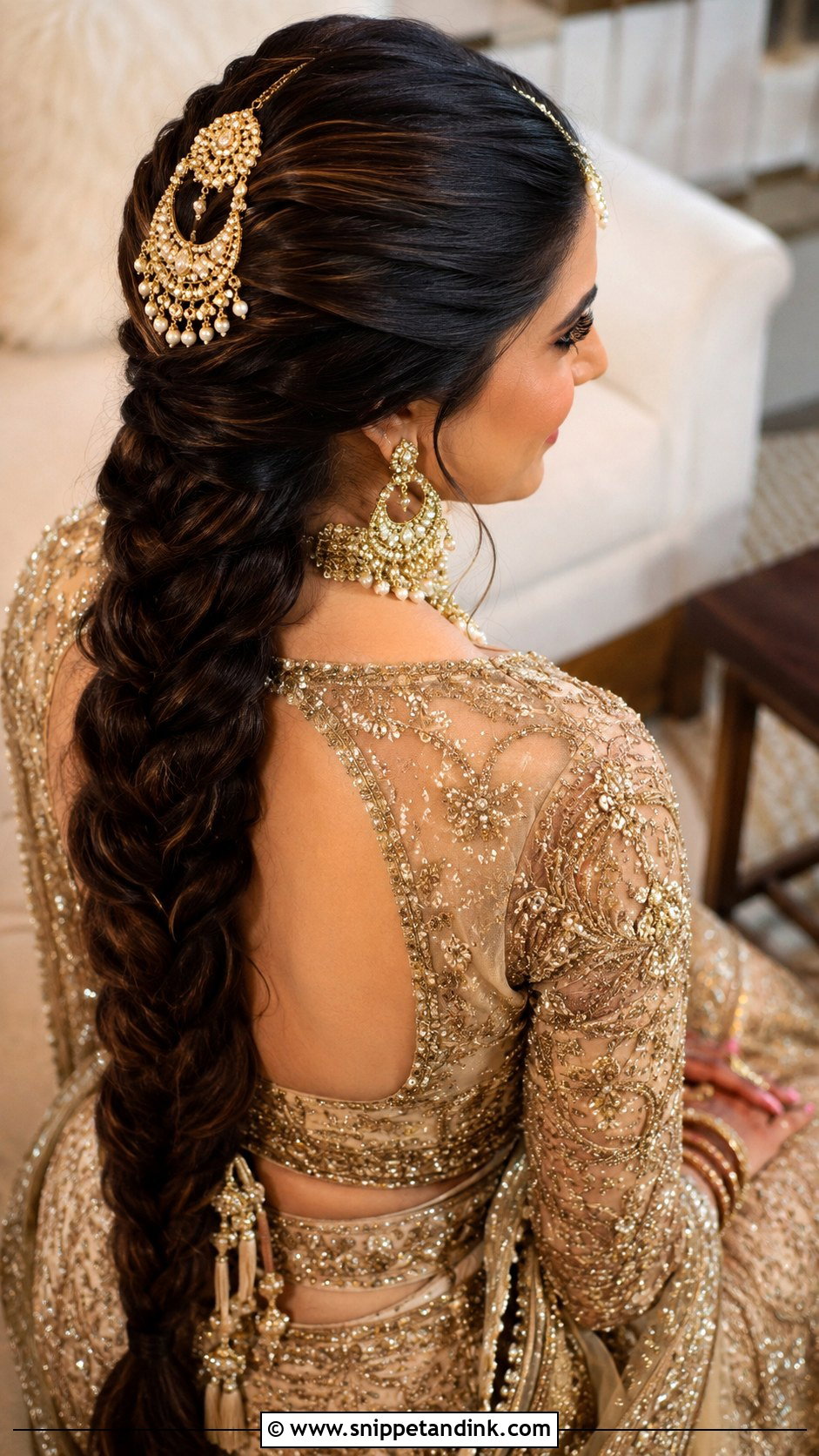 Rani Jhoomar Braid - Snippet and Ink - 25 Indian Weddings Bridal Hairstyles