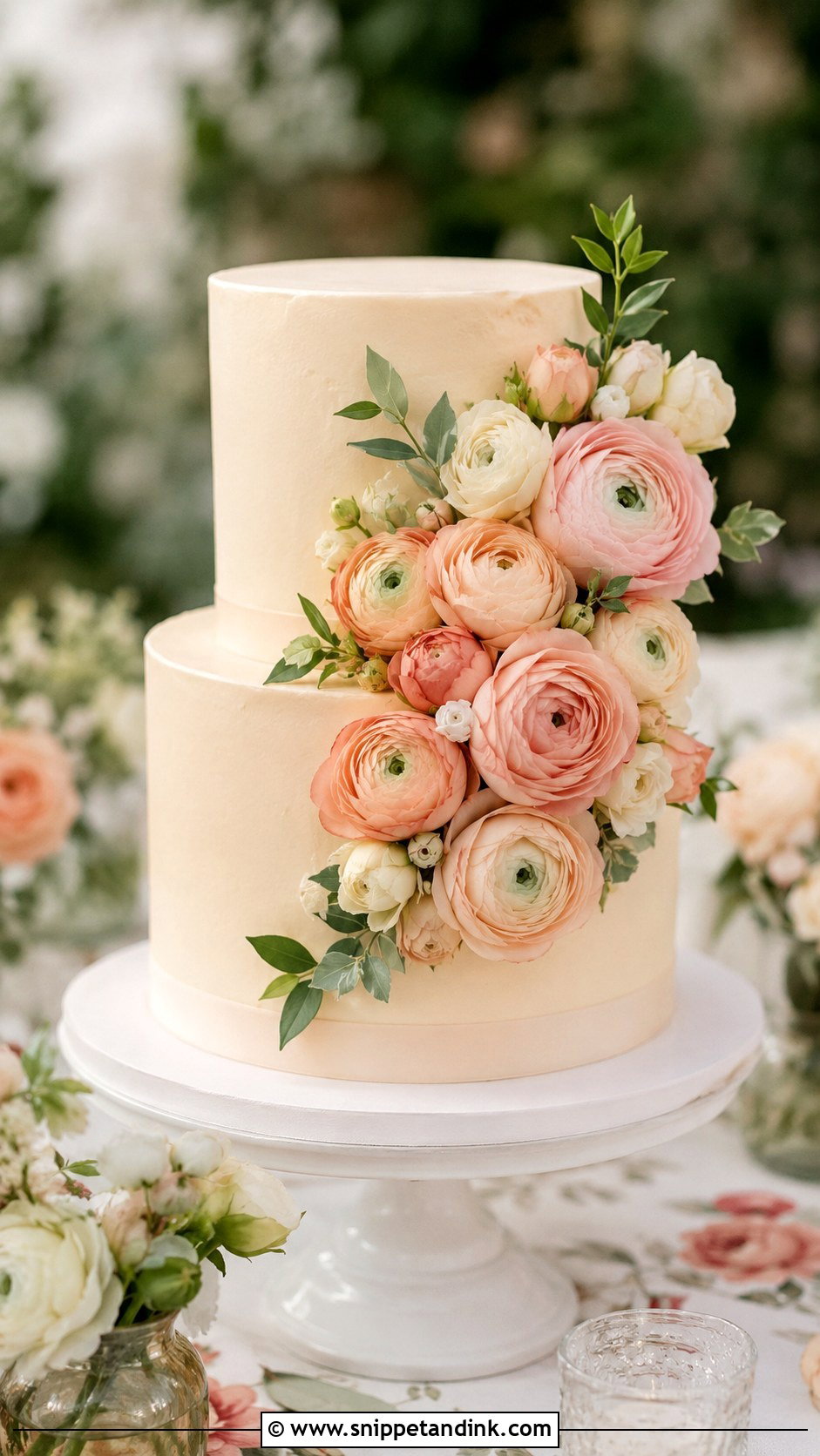 Ranunculus Bouquet Wedding Cake - Snippet and Ink - 20 Bouquet Cake Design Ideas for Wedding